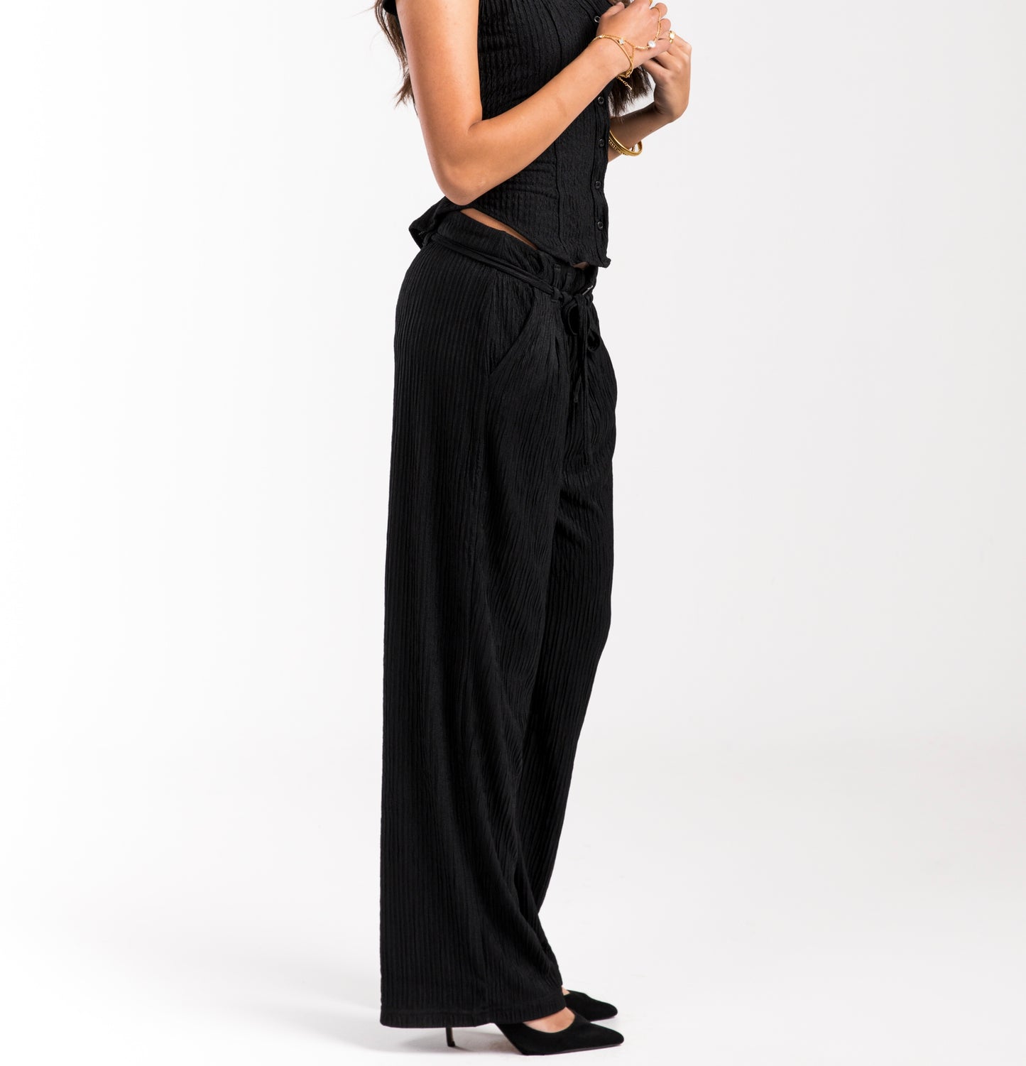 Black Crinkled Breeze Trousers