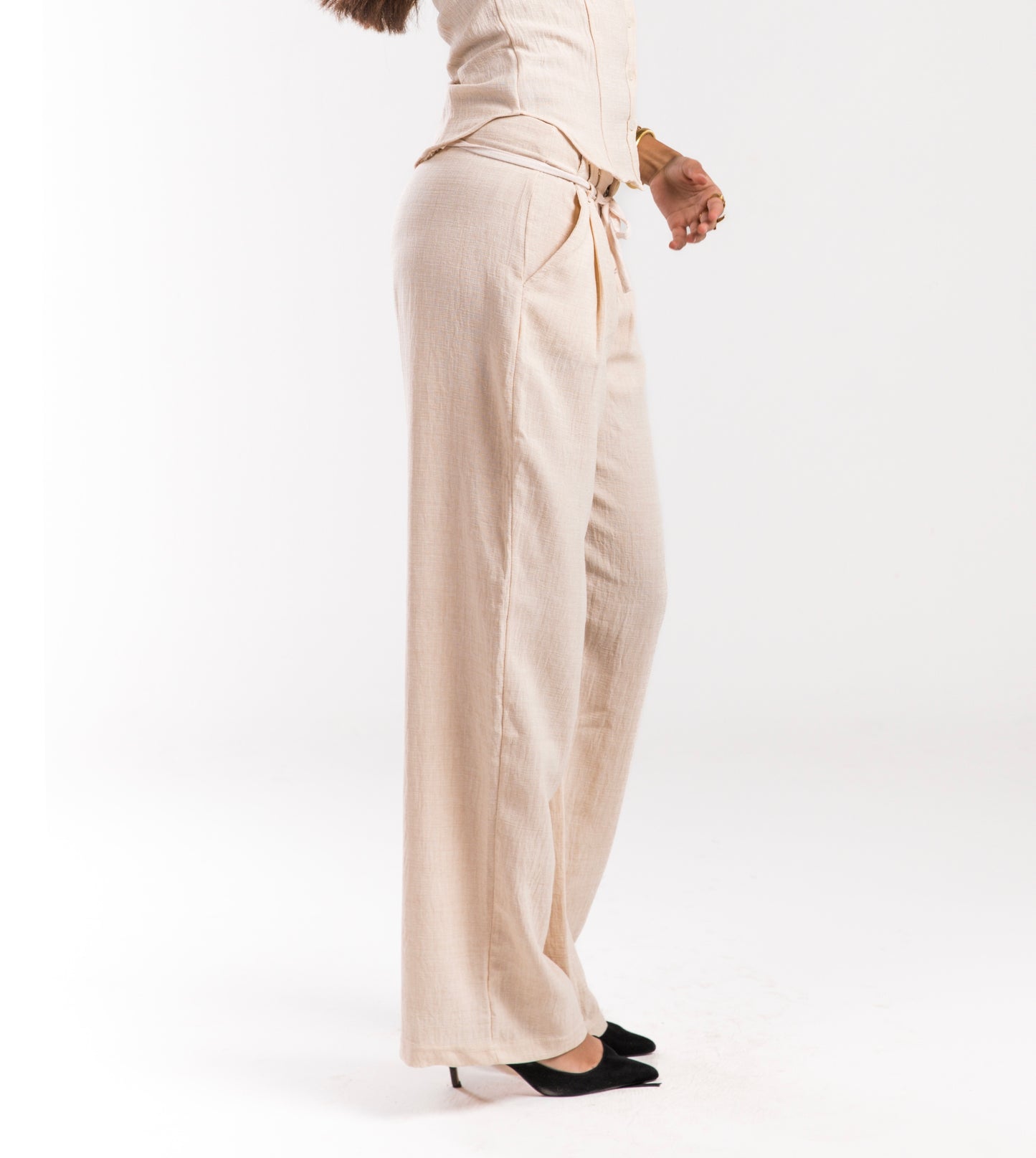 Beige Linen Breeze Trousers