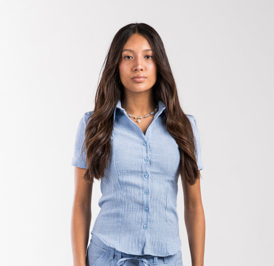 Sky Blue Linen Belle Fit Shirt