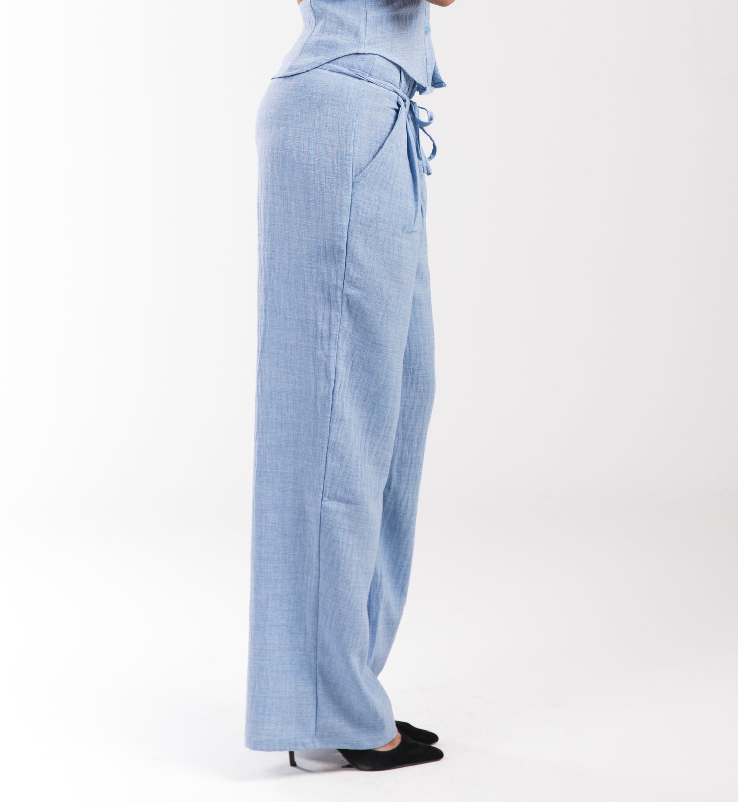 Sky Blue Linen Breeze Trousers