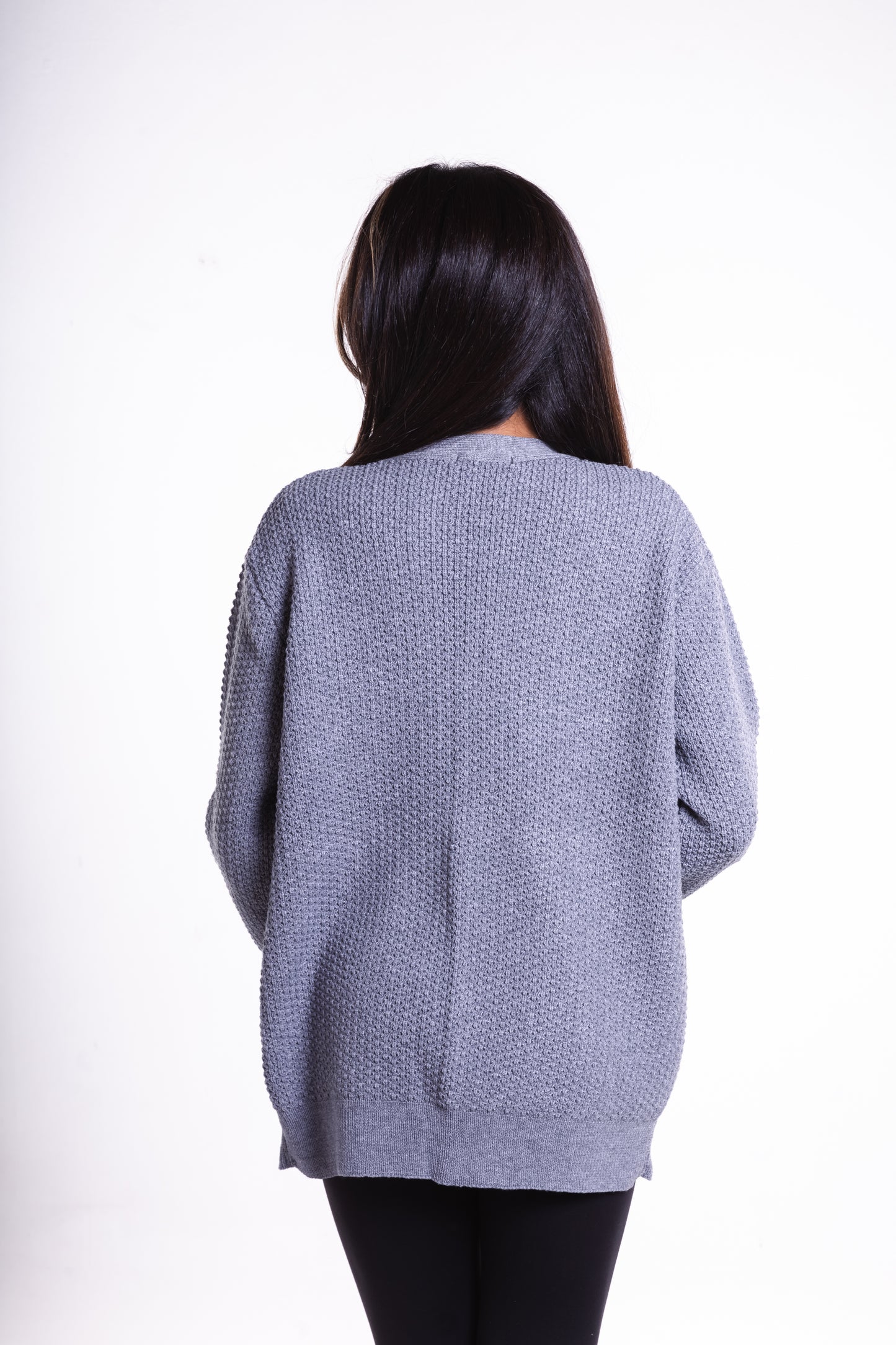 Dark Grey Short Puffy Cardigan