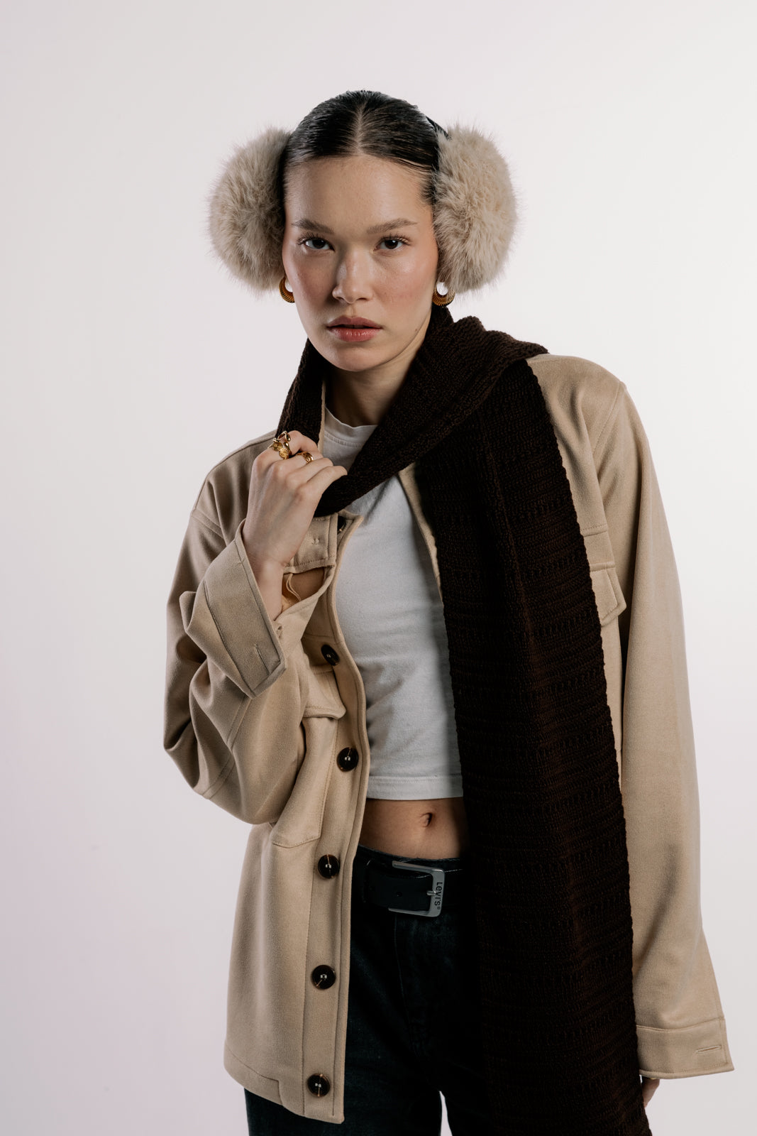 Brown Hollowed Scarf