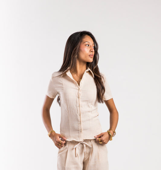 Beige Linen Belle Fit Shirt