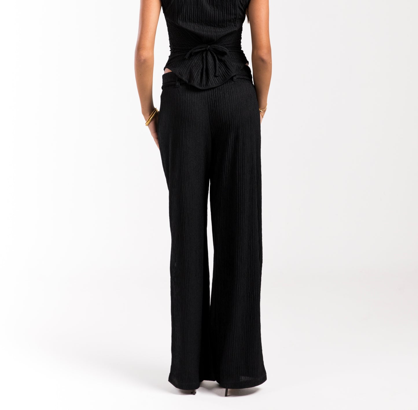 Black Crinkled Breeze Trousers