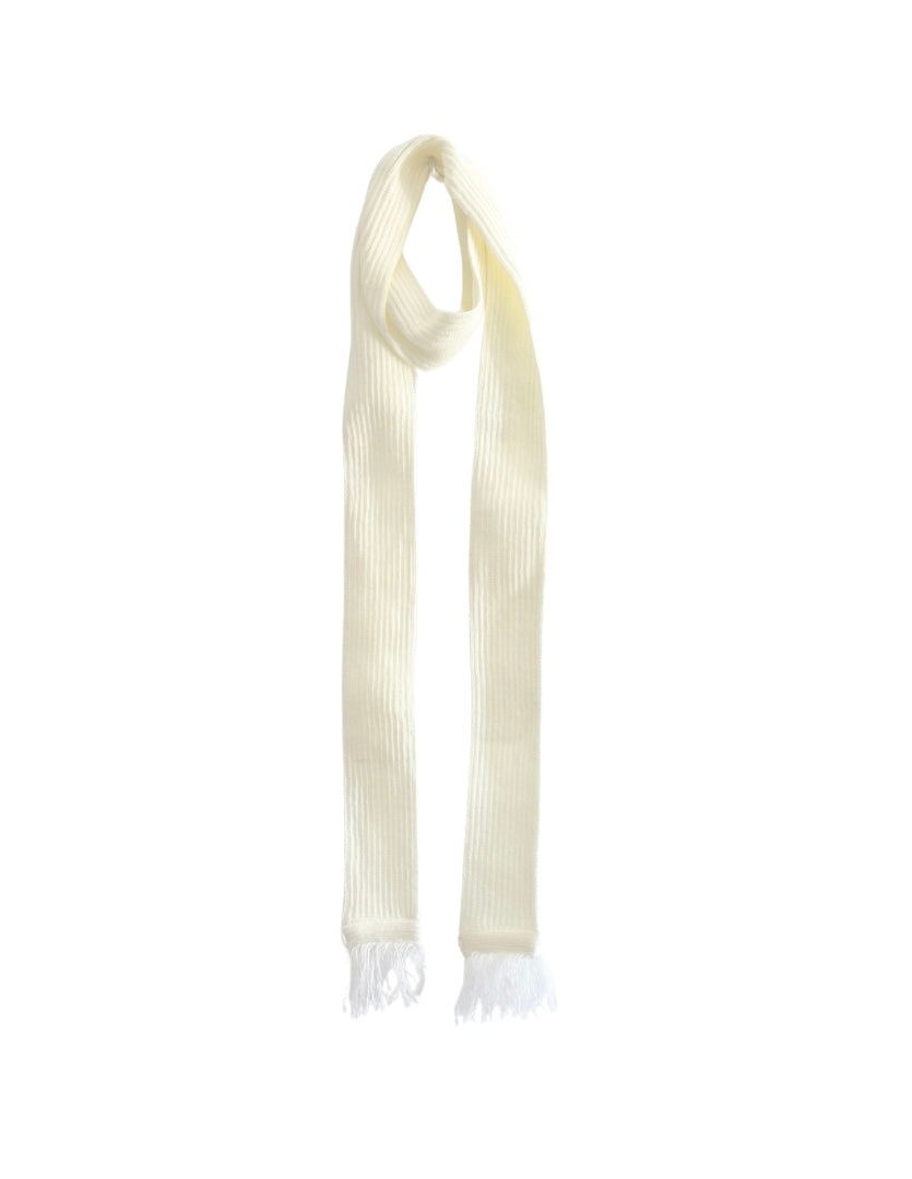 Off White Thin Ribbed Scarf