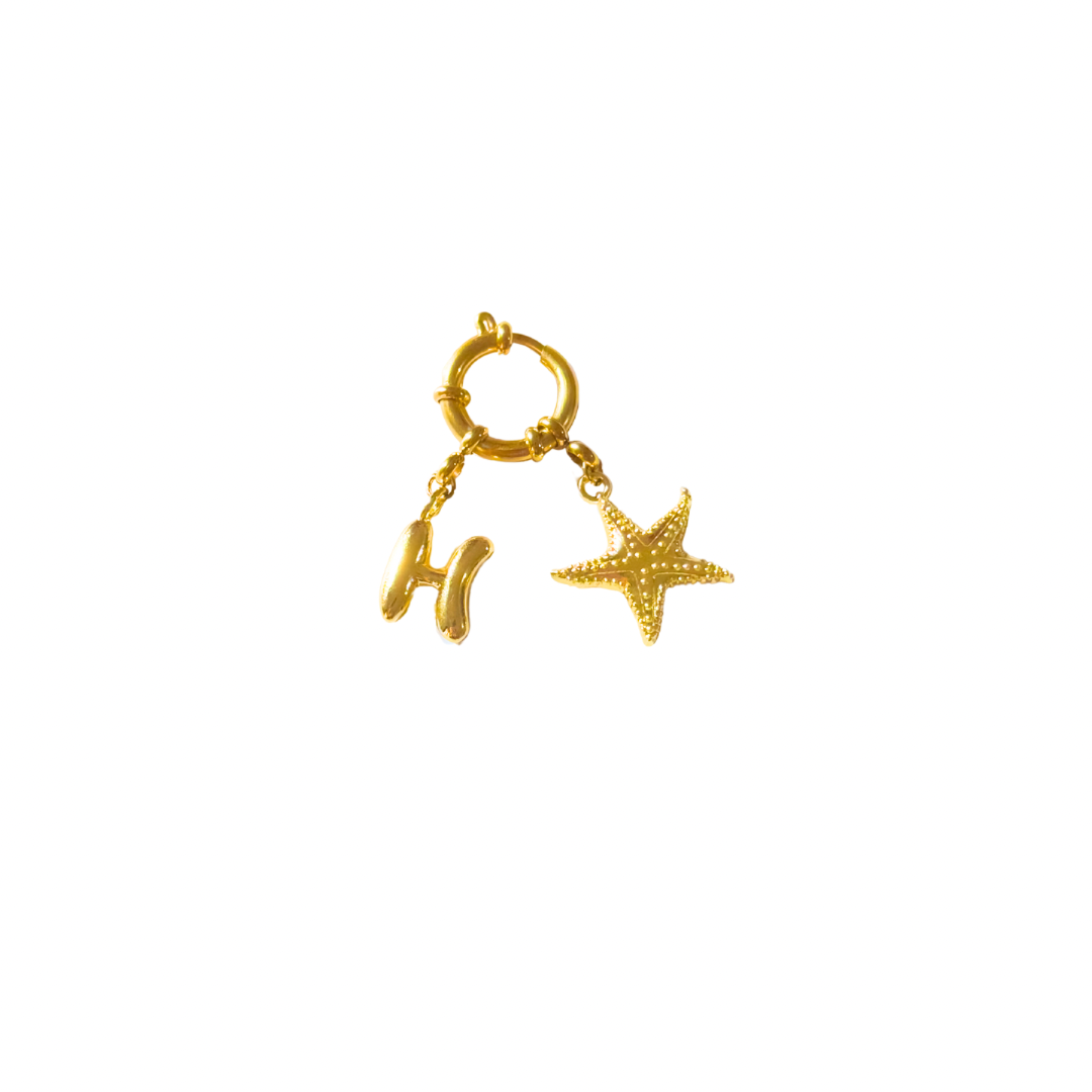 Initial Starfish Bag Charm