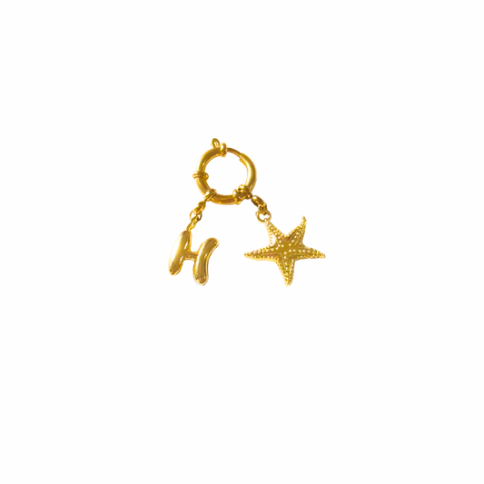 Initial Starfish Bag Charm
