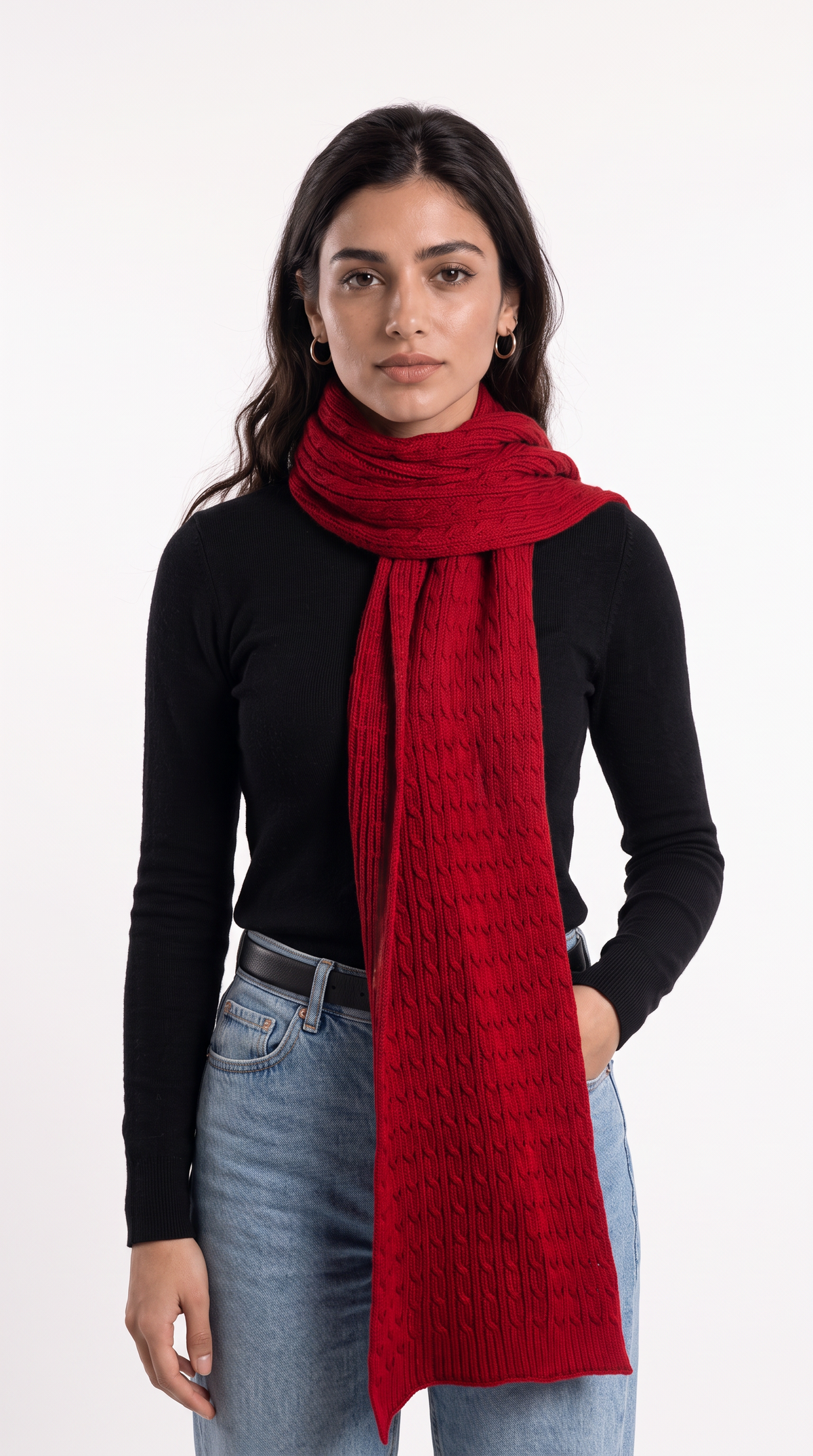 Red Braided Scarf