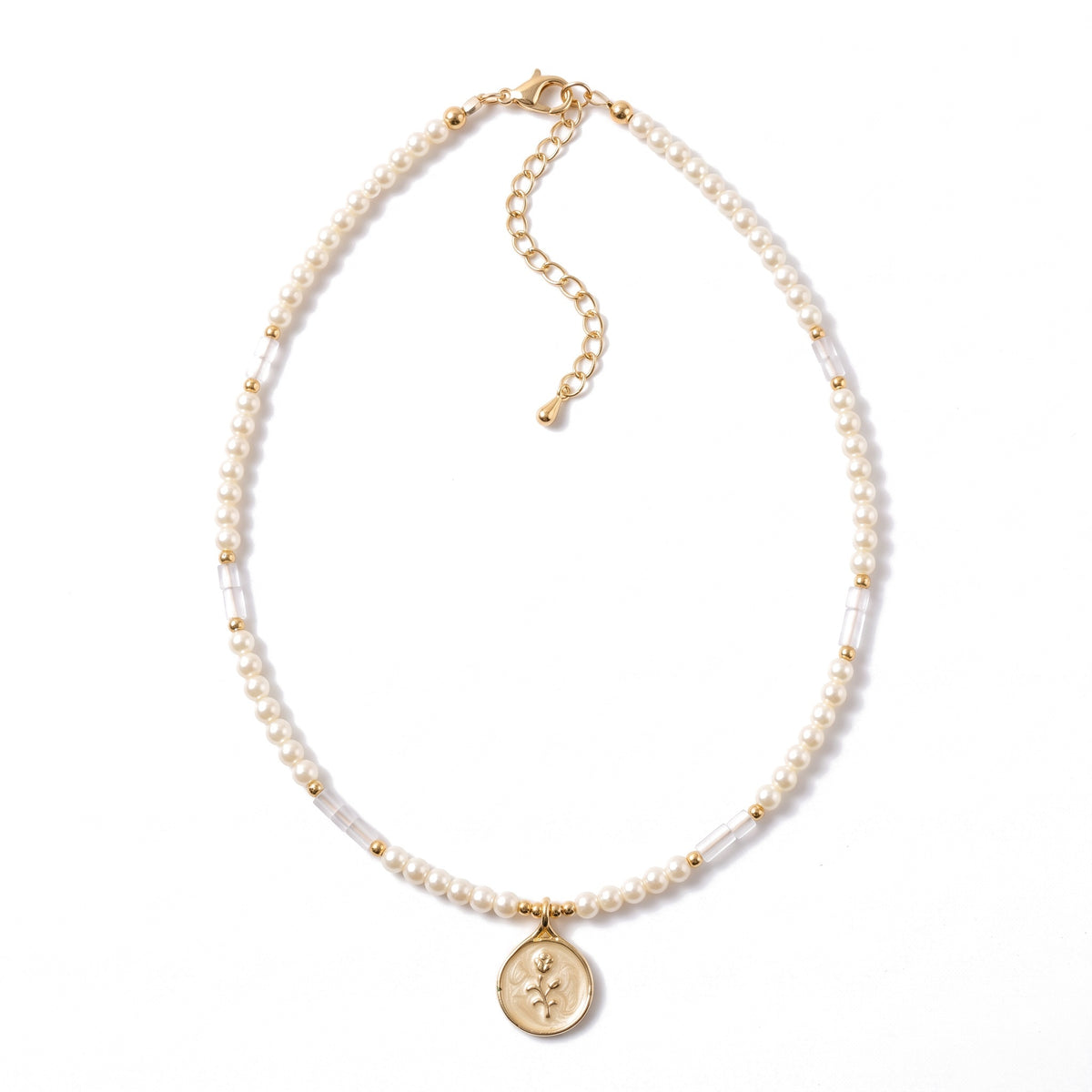 Pearls Rose Necklace