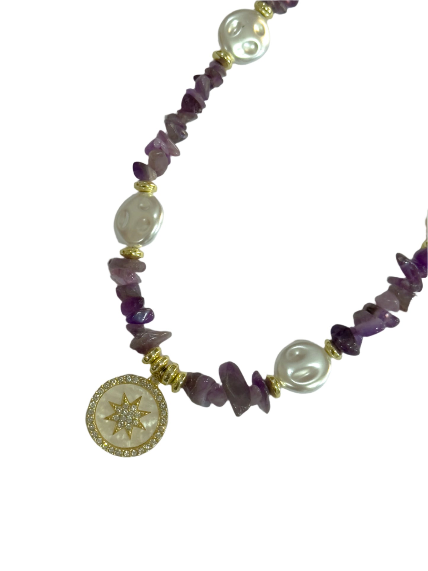 Purple Stones Beaded Star Choker