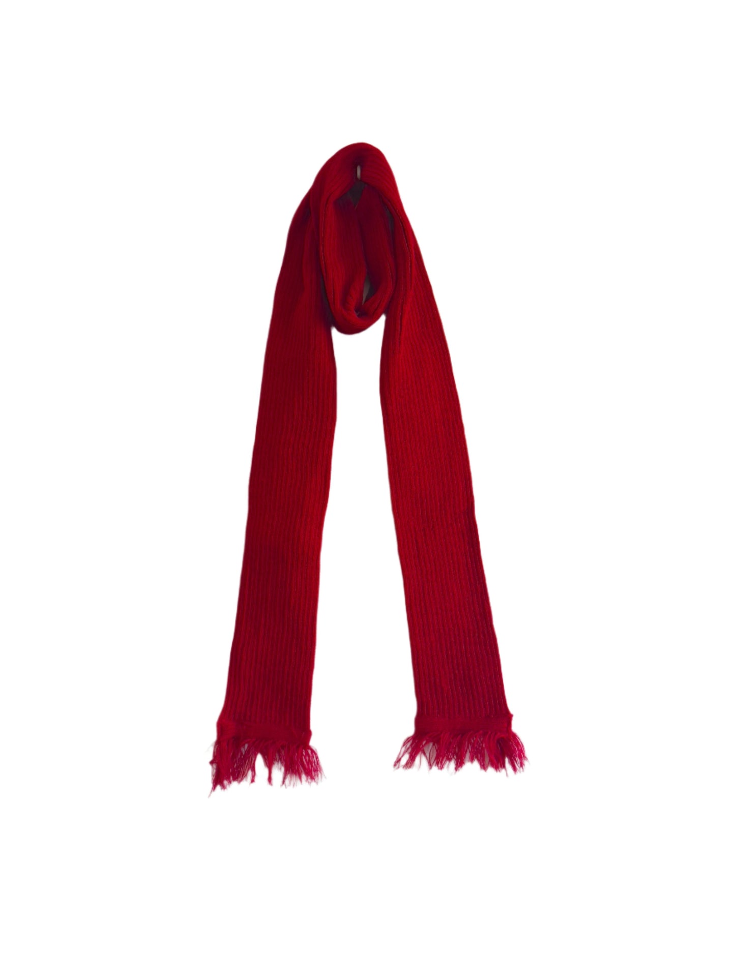 Red Thin Ribbed Scarf