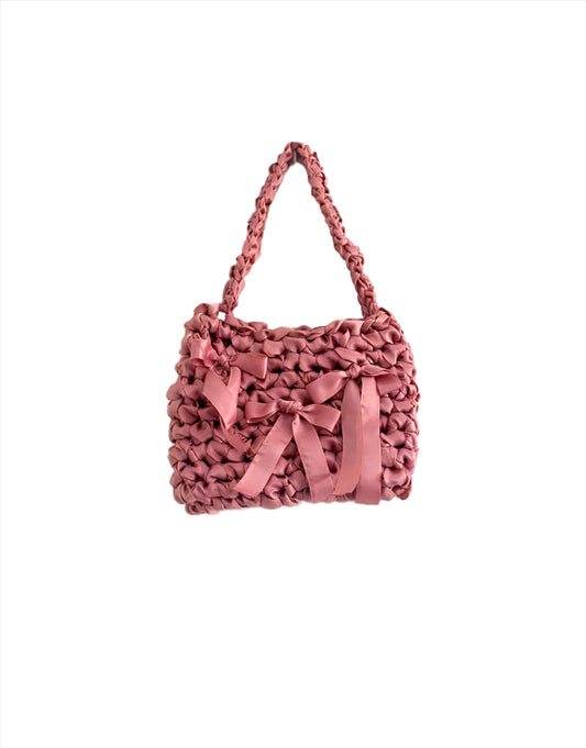 Cashmere Pink Satin Crochet Bag