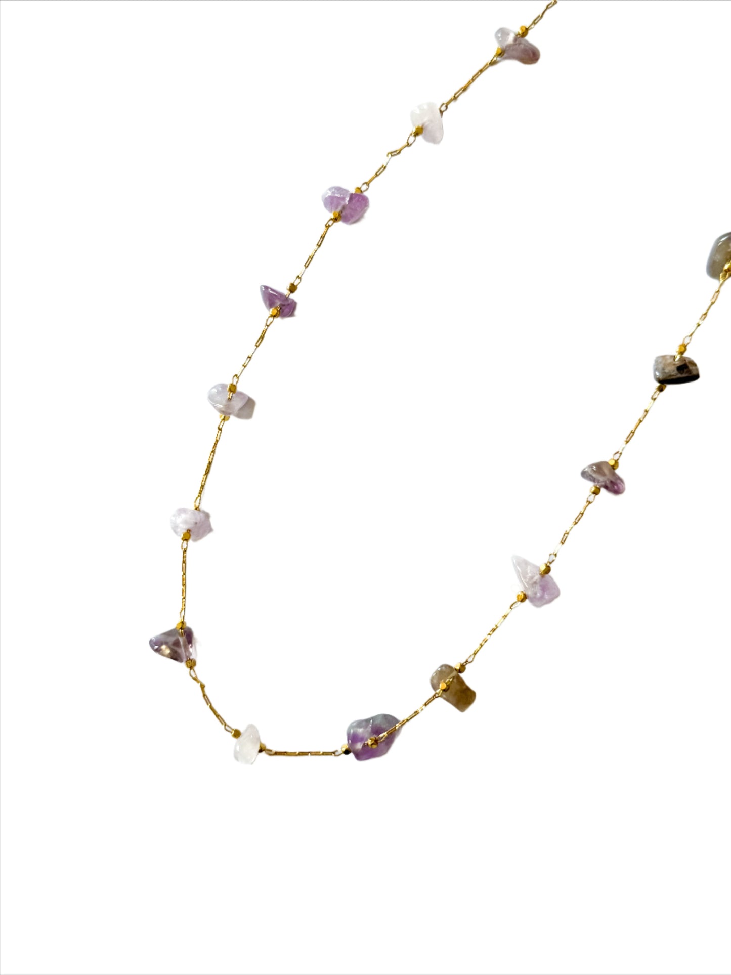 Purple Beaded Gold Necklace