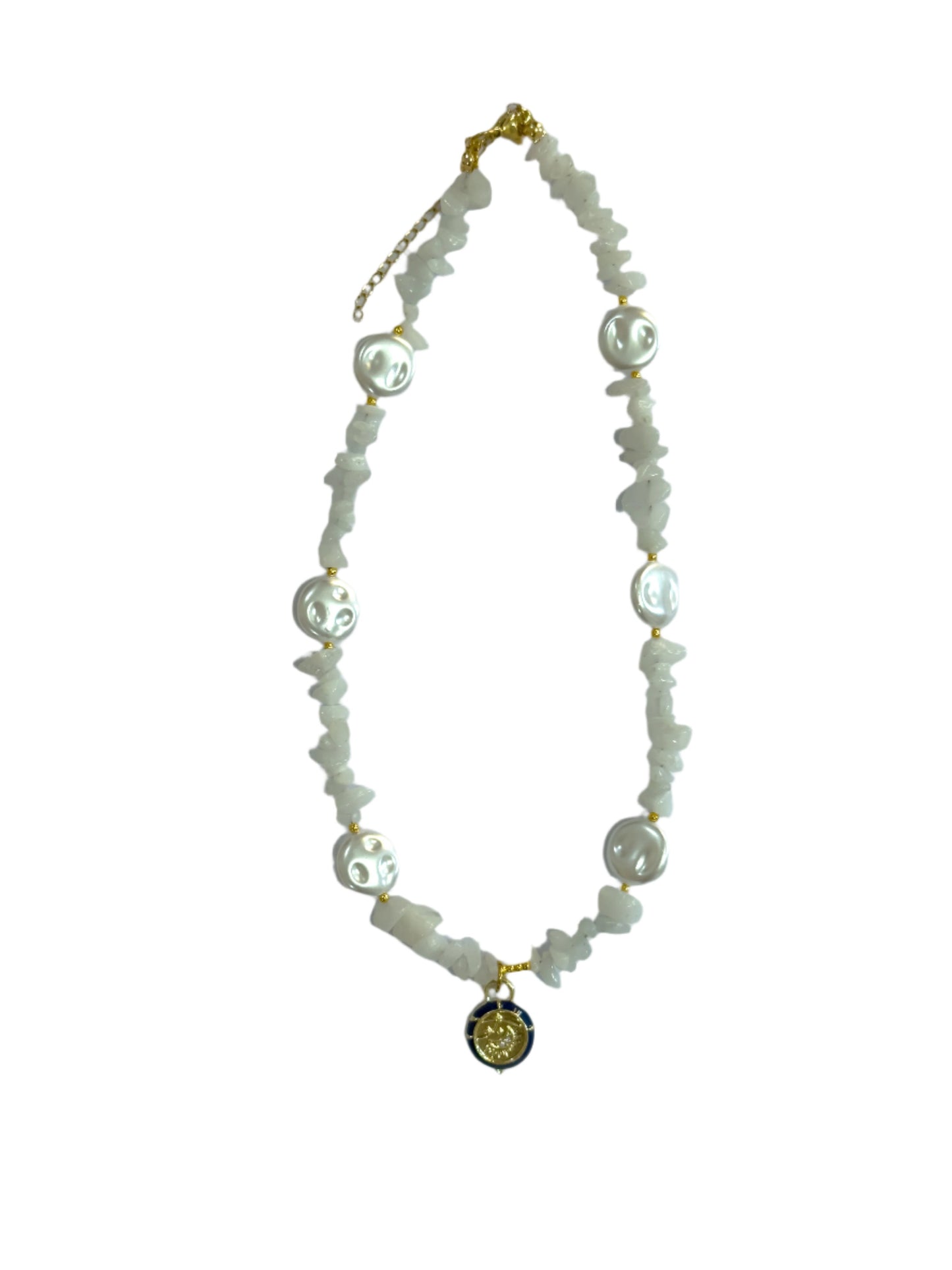 White Beaded Moon Choker