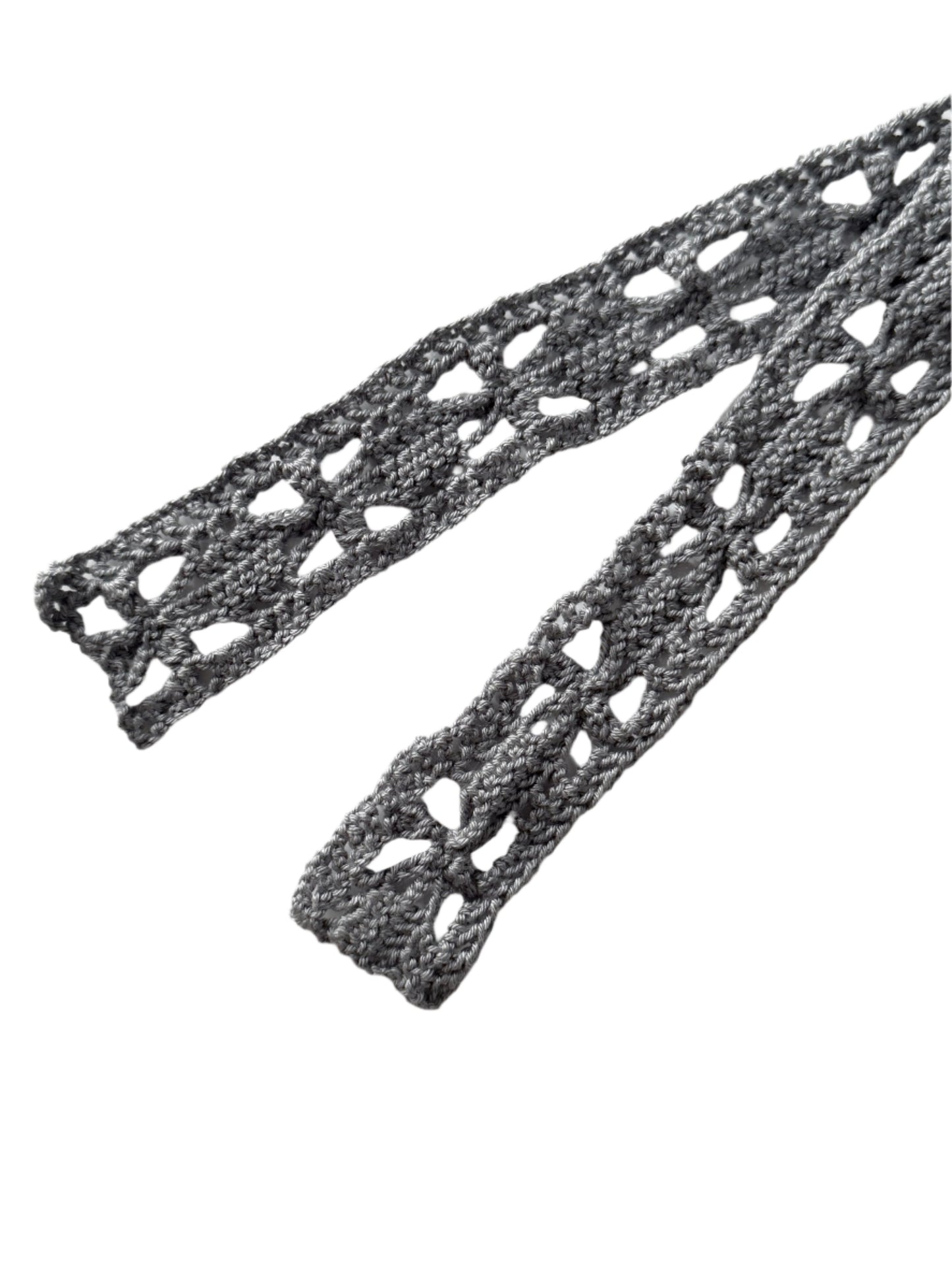 Grey Super-Thin Crochet Scarf