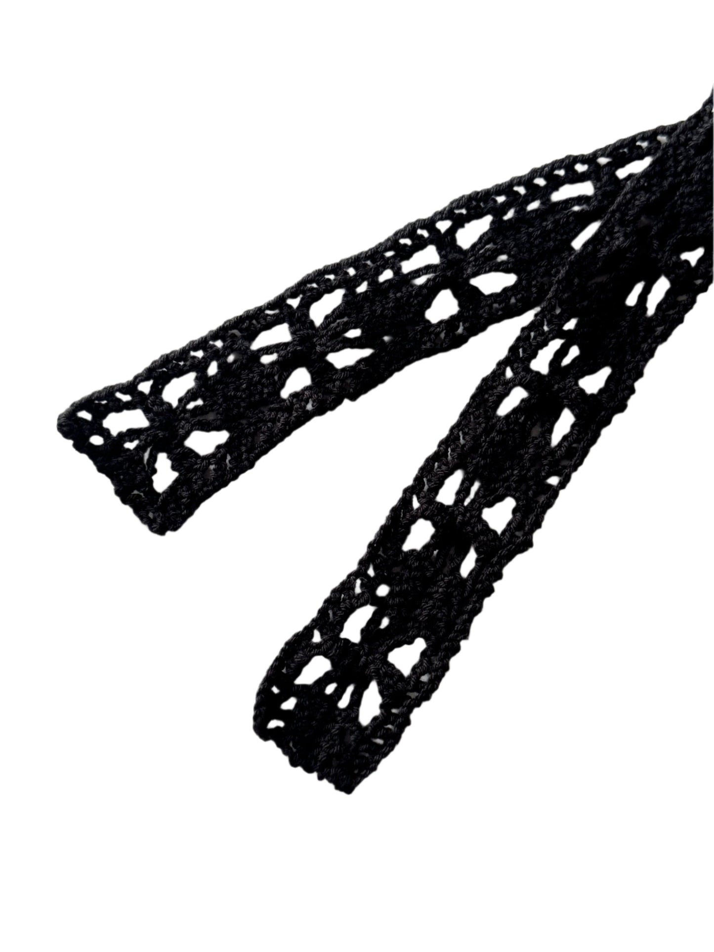 Black Super-Thin Crochet Scarf