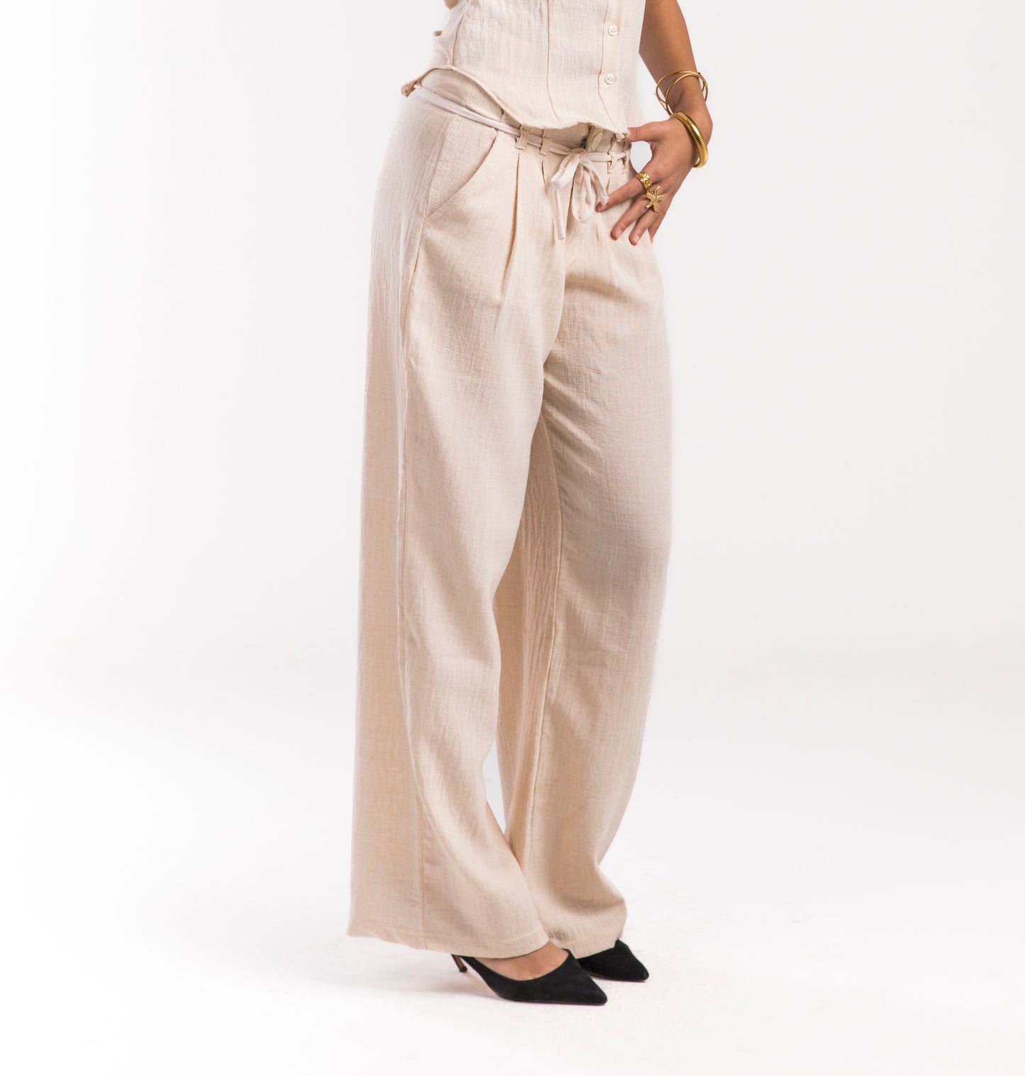 Beige Linen Breeze Trousers