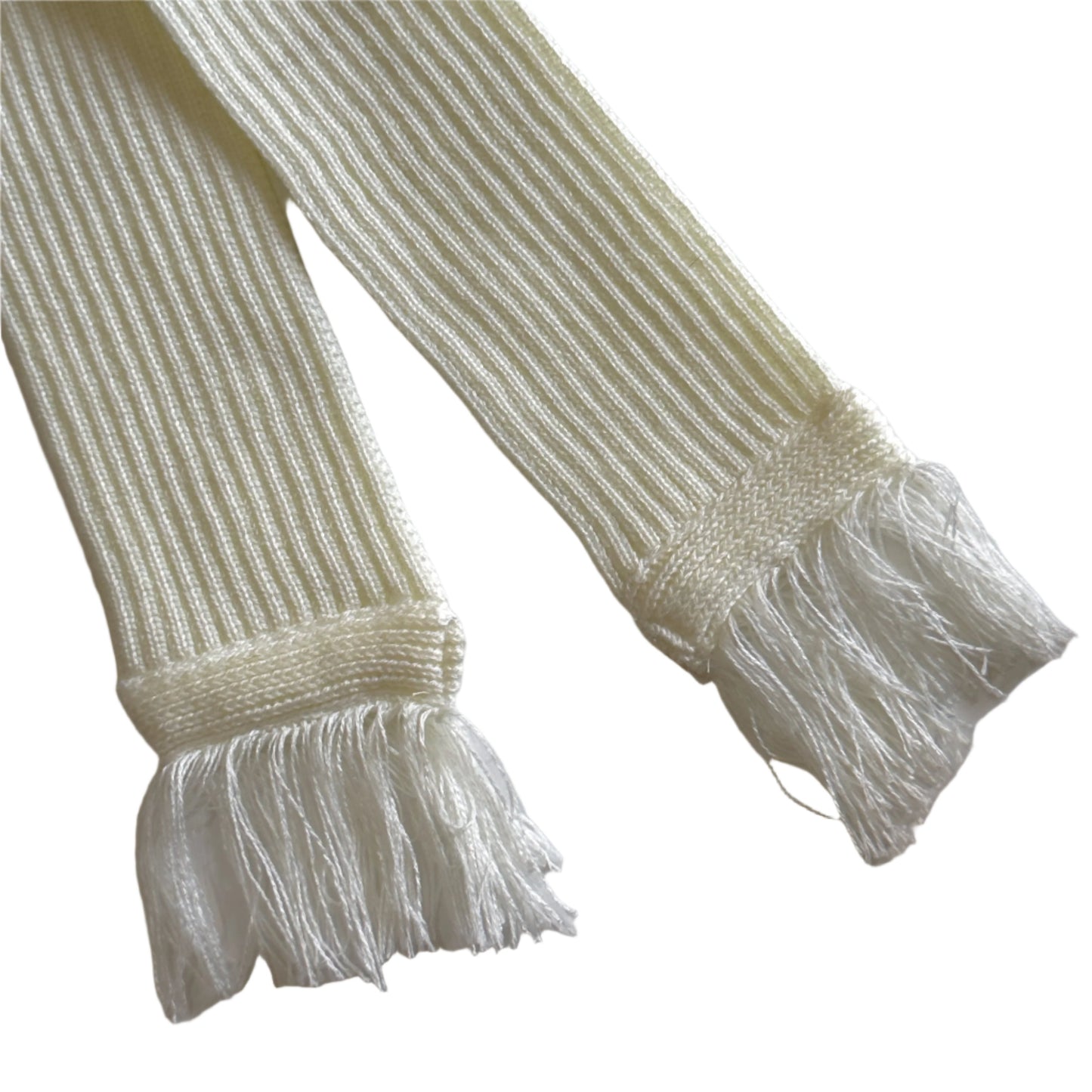 Off White Thin Ribbed Scarf