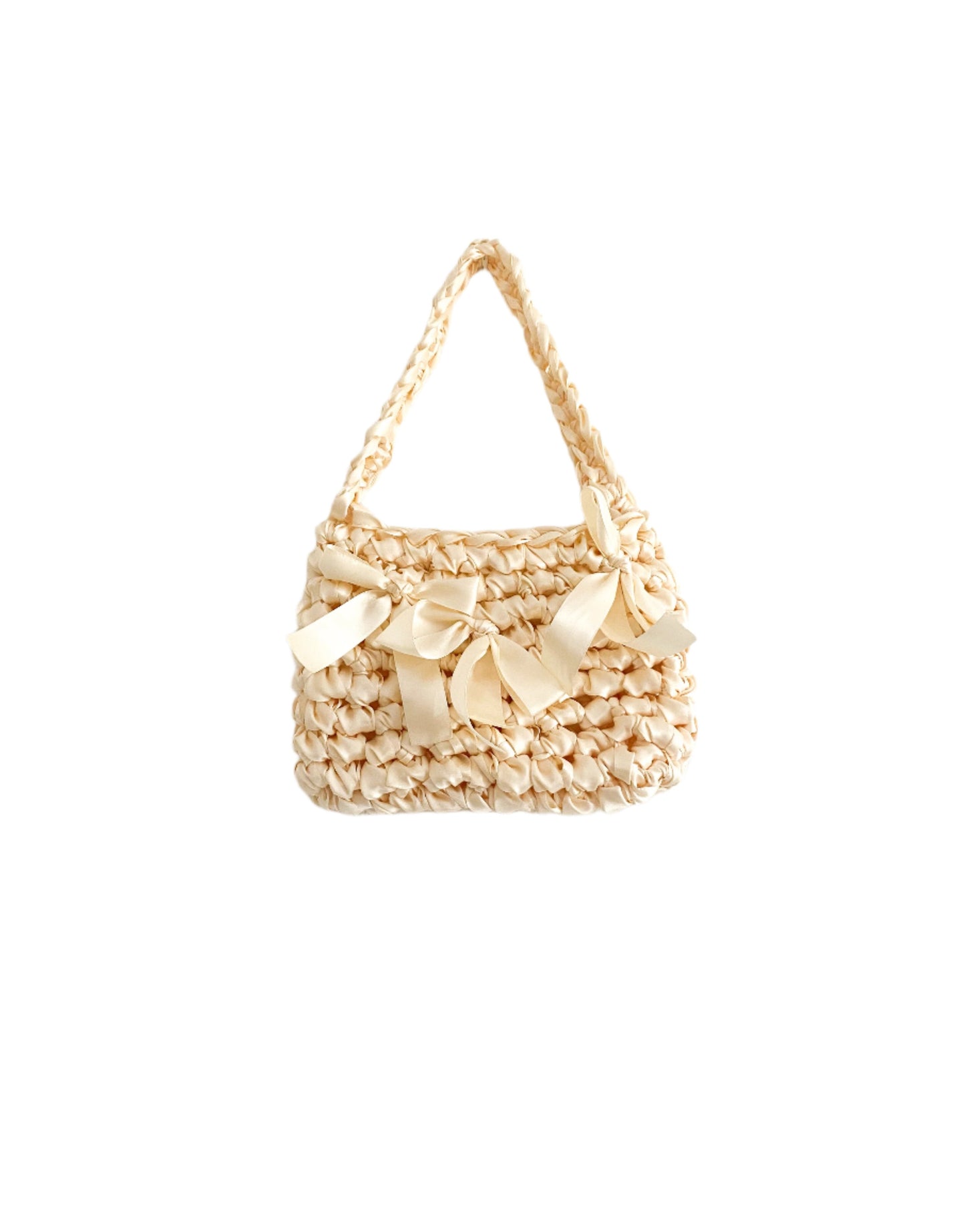 Off White Satin Crochet Bag