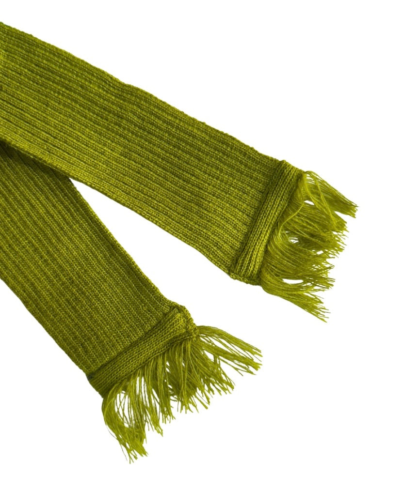 Olive Green Thin Ribbed Scarf