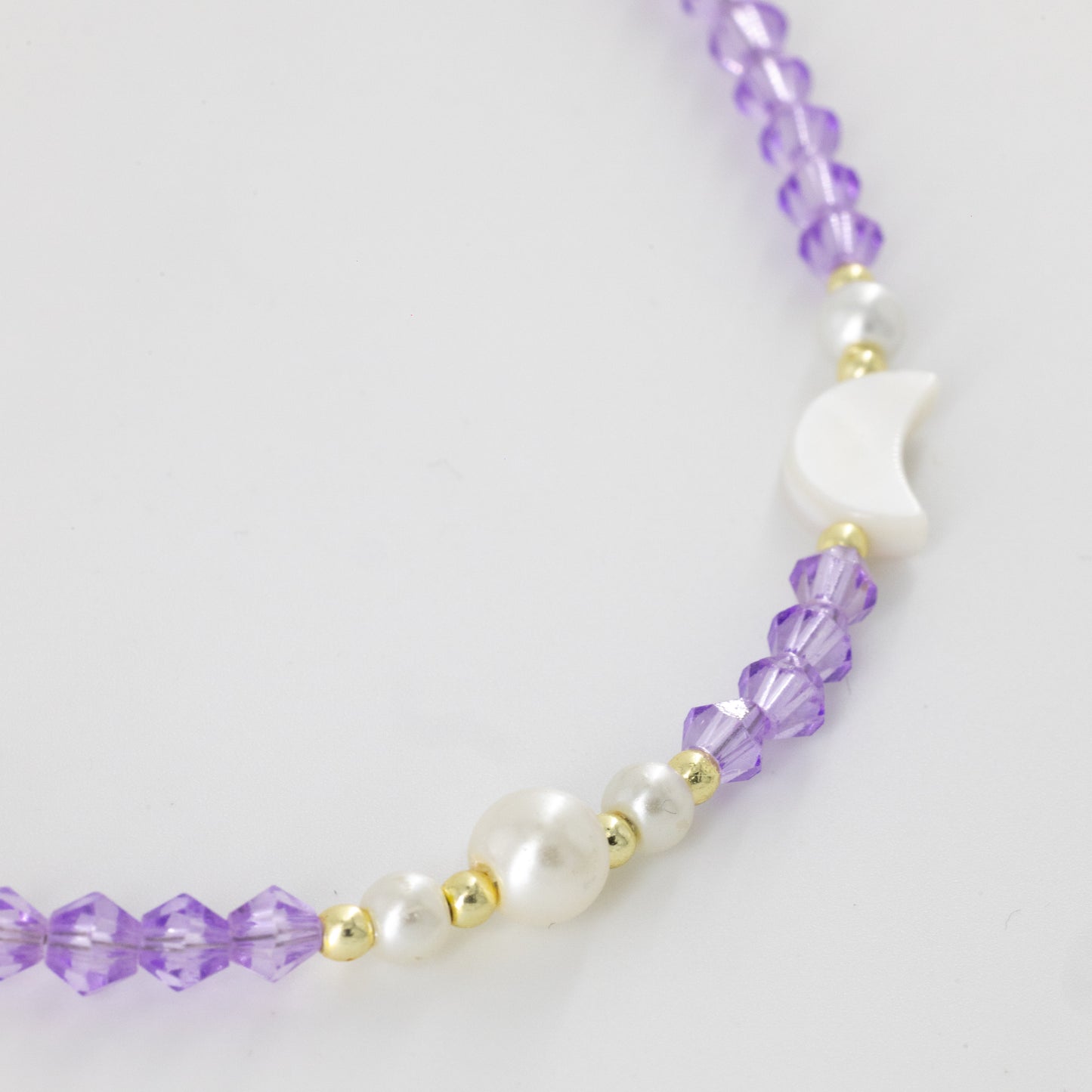 Purple Beaded Choker With Moon Charms