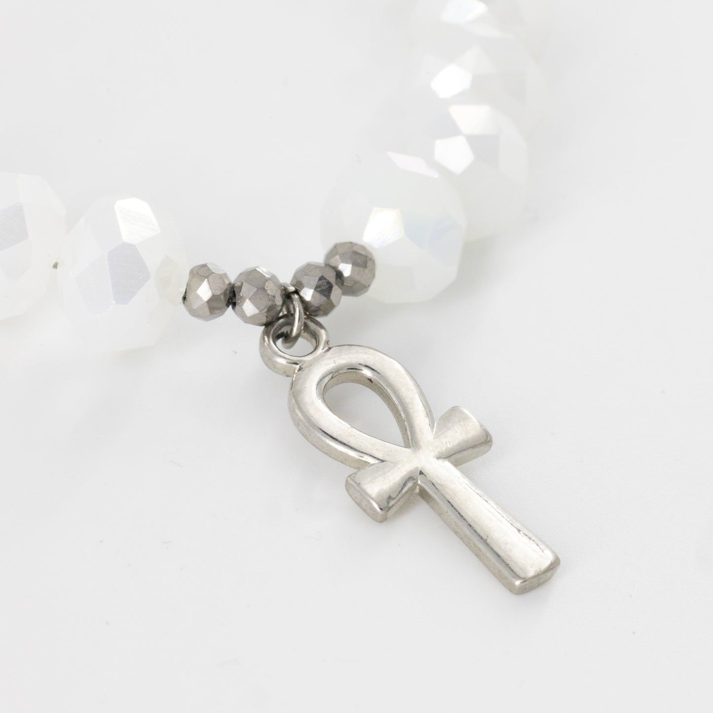 White Key of Life Beaded Choker