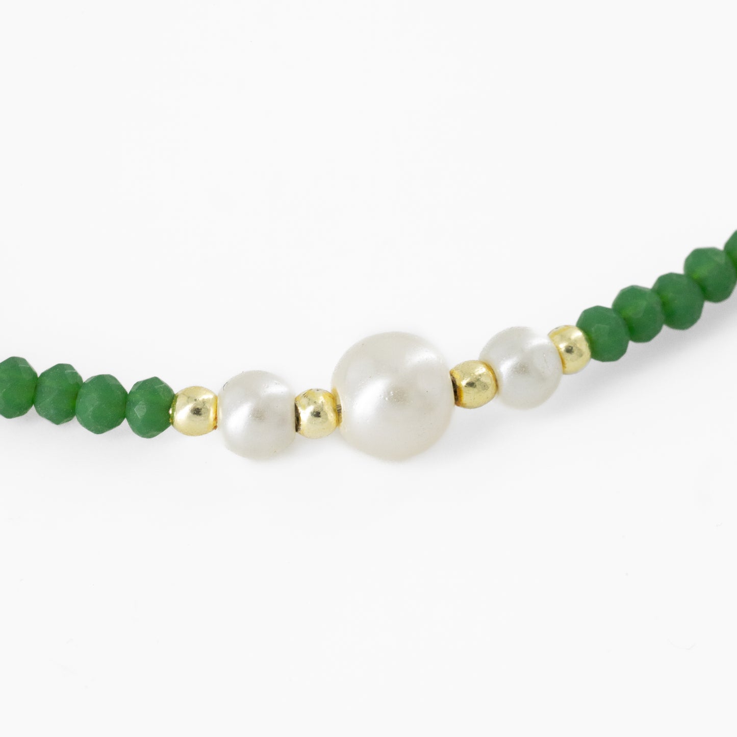 Green Beaded Choker with Moon Charms