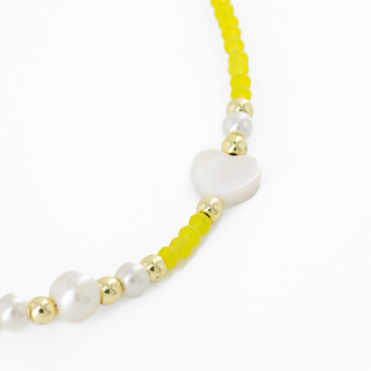 Yellow Beaded Choker with Hearts