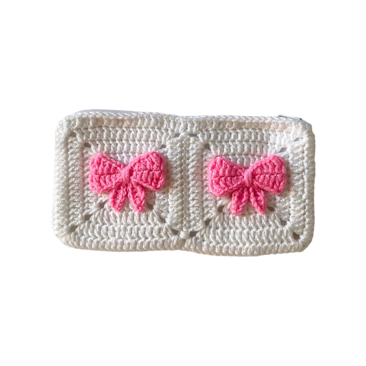 White x Pink Crochet Pouch