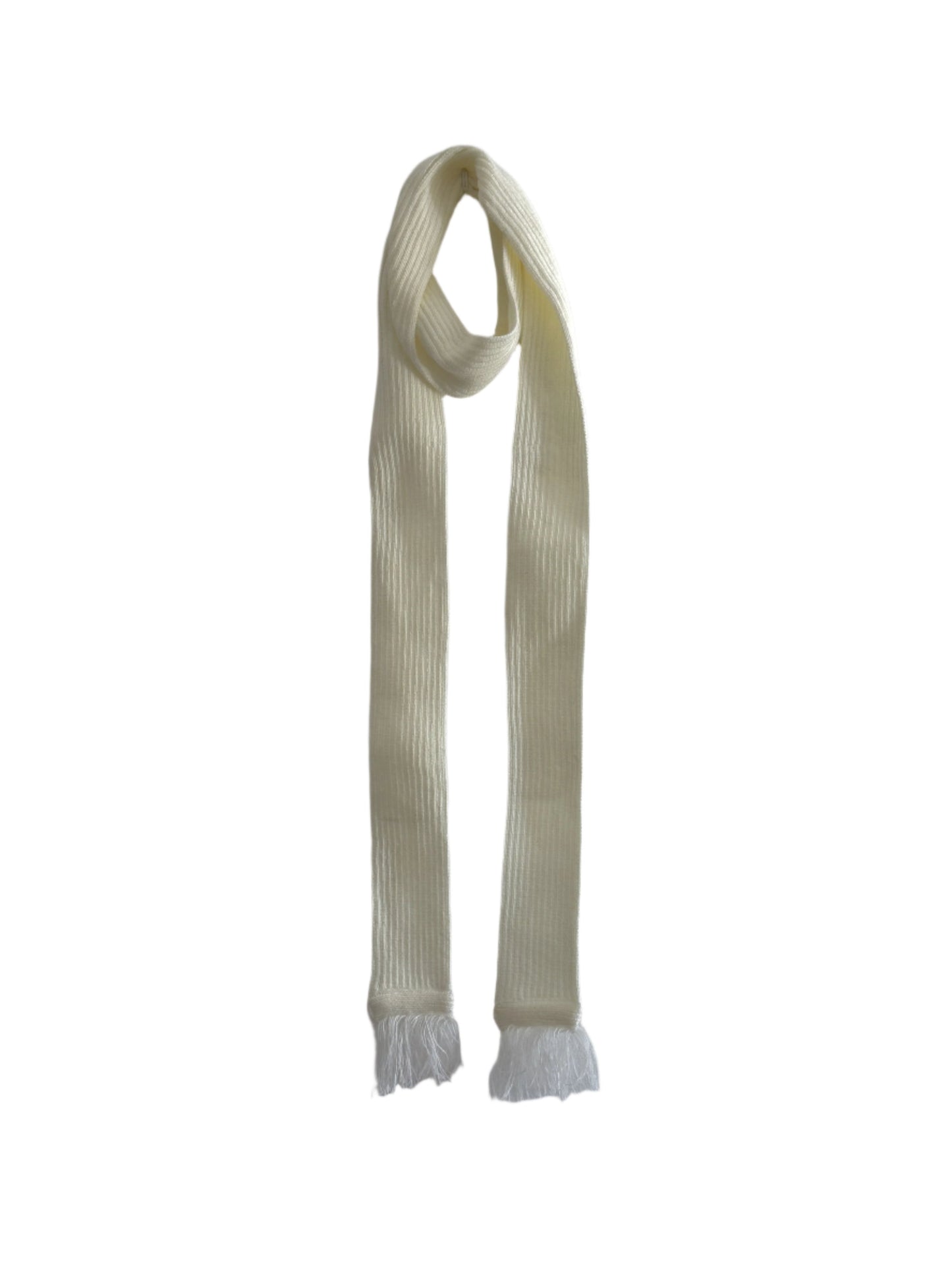 Off White Thin Ribbed Scarf