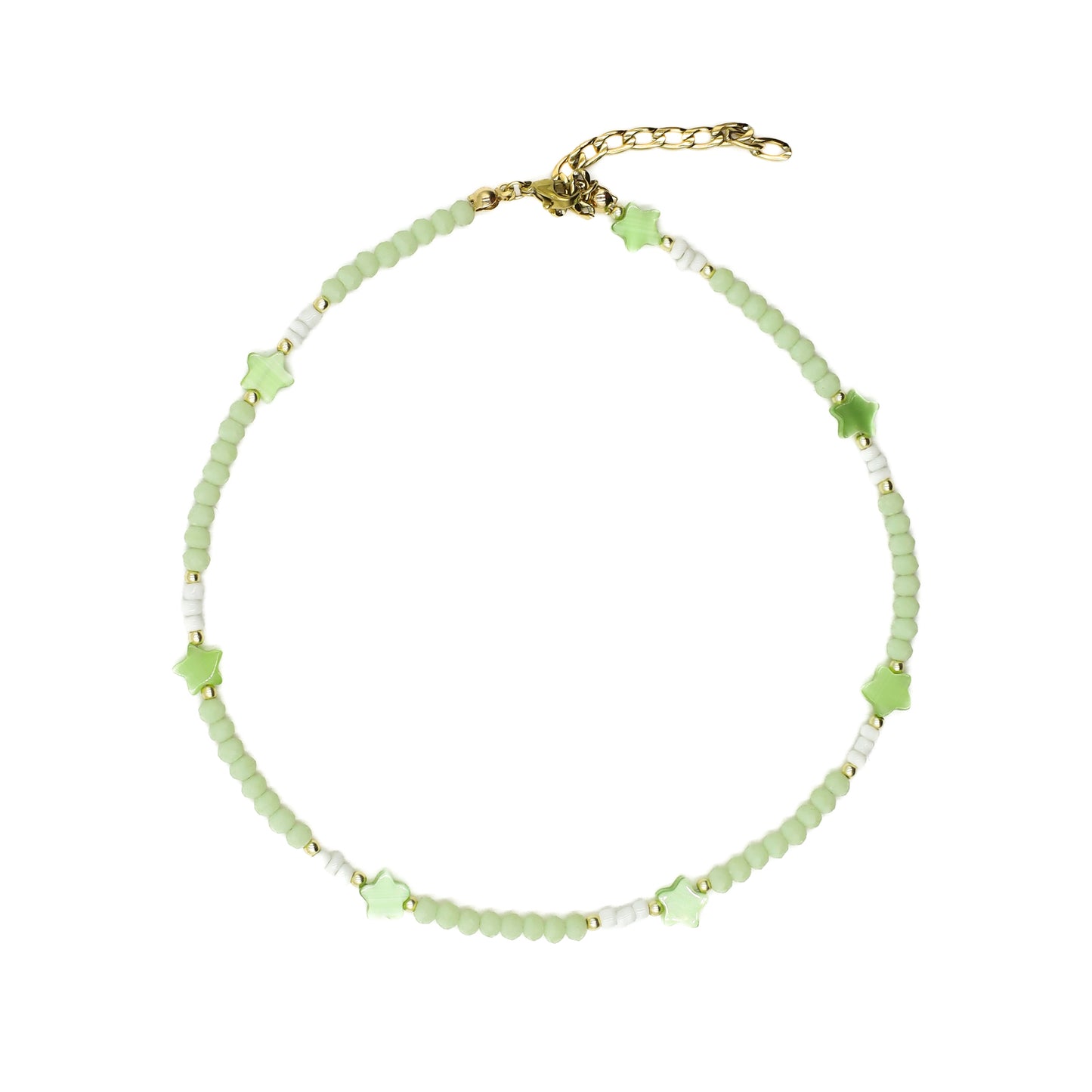 Mint Green Beaded Choker with Stars