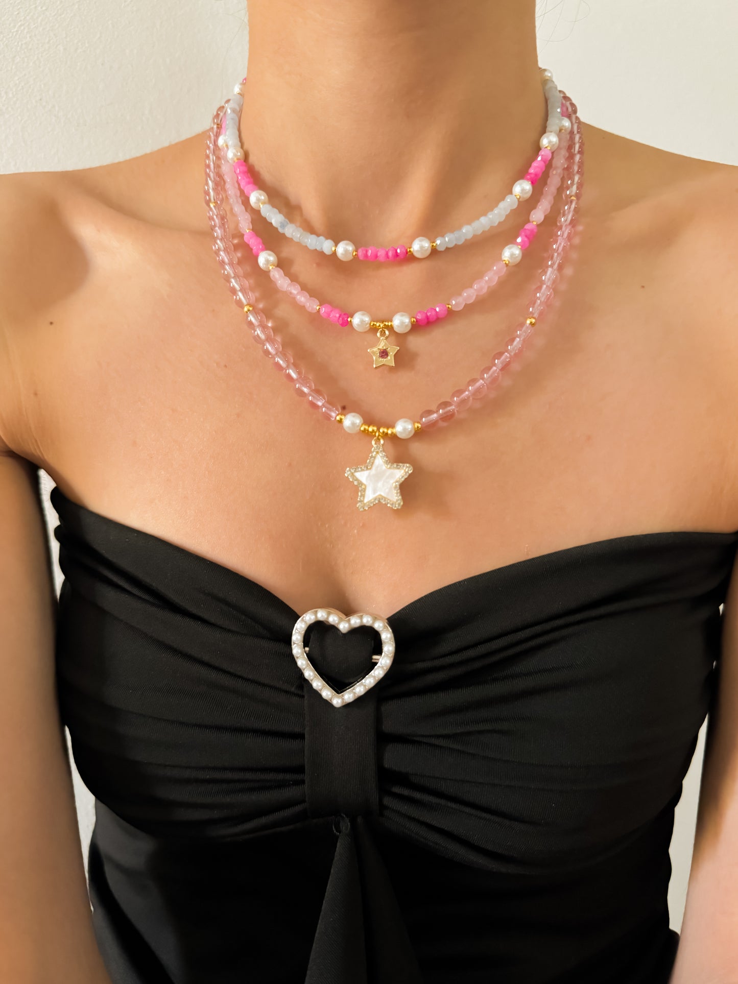 Pink Beaded Star Choker