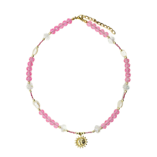 Pink Sun Beaded Choker