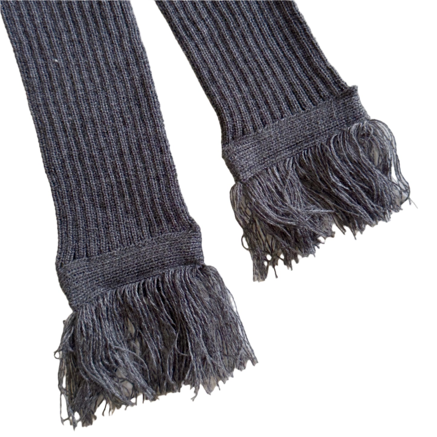 Dark Grey Thin Ribbed Scarf