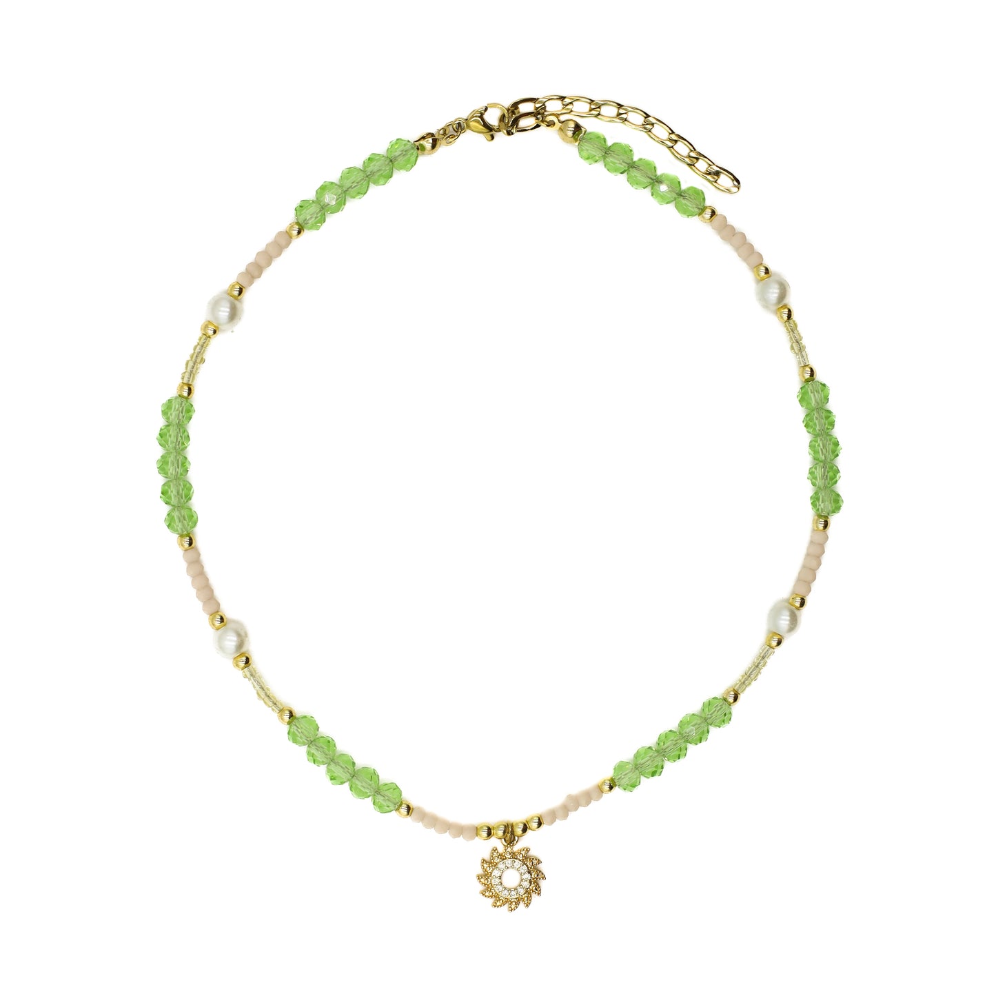 Green Sun Beaded Choker