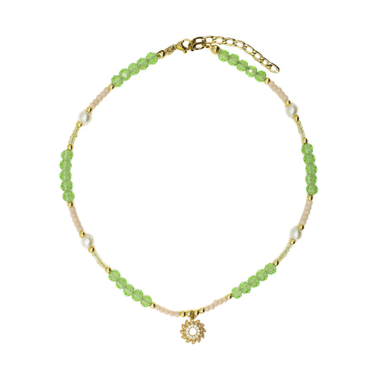 Green Sun Beaded Choker