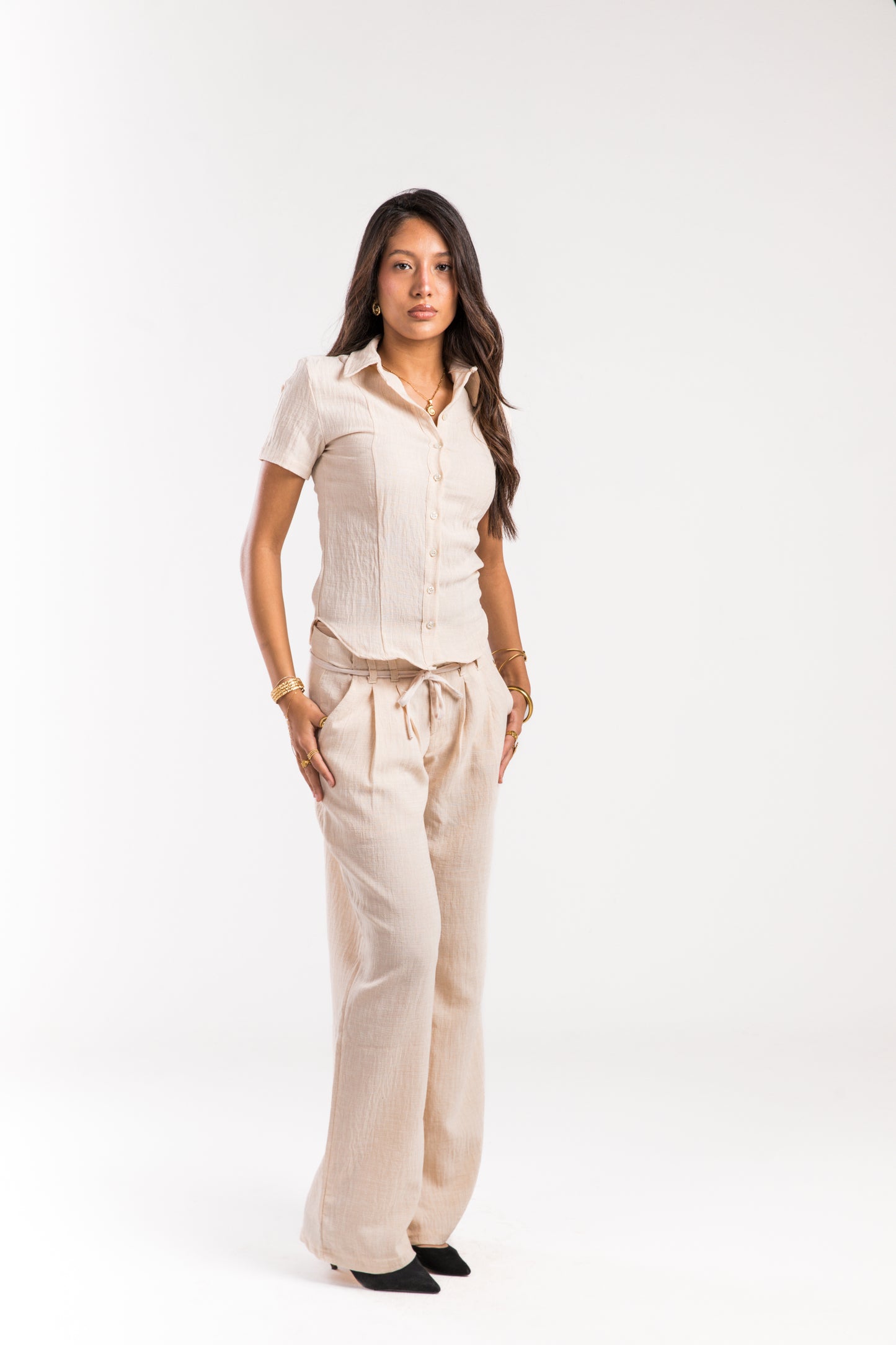 Beige Linen Belle Fit Set
