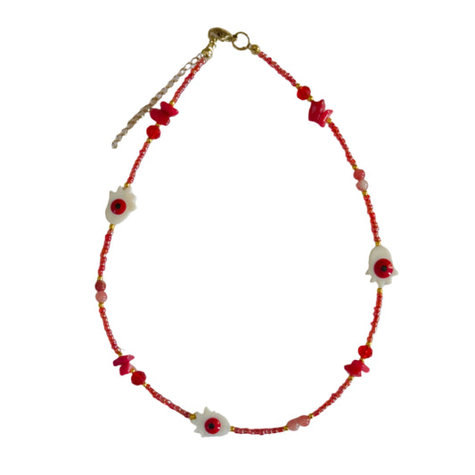 Red Random Beaded Choker