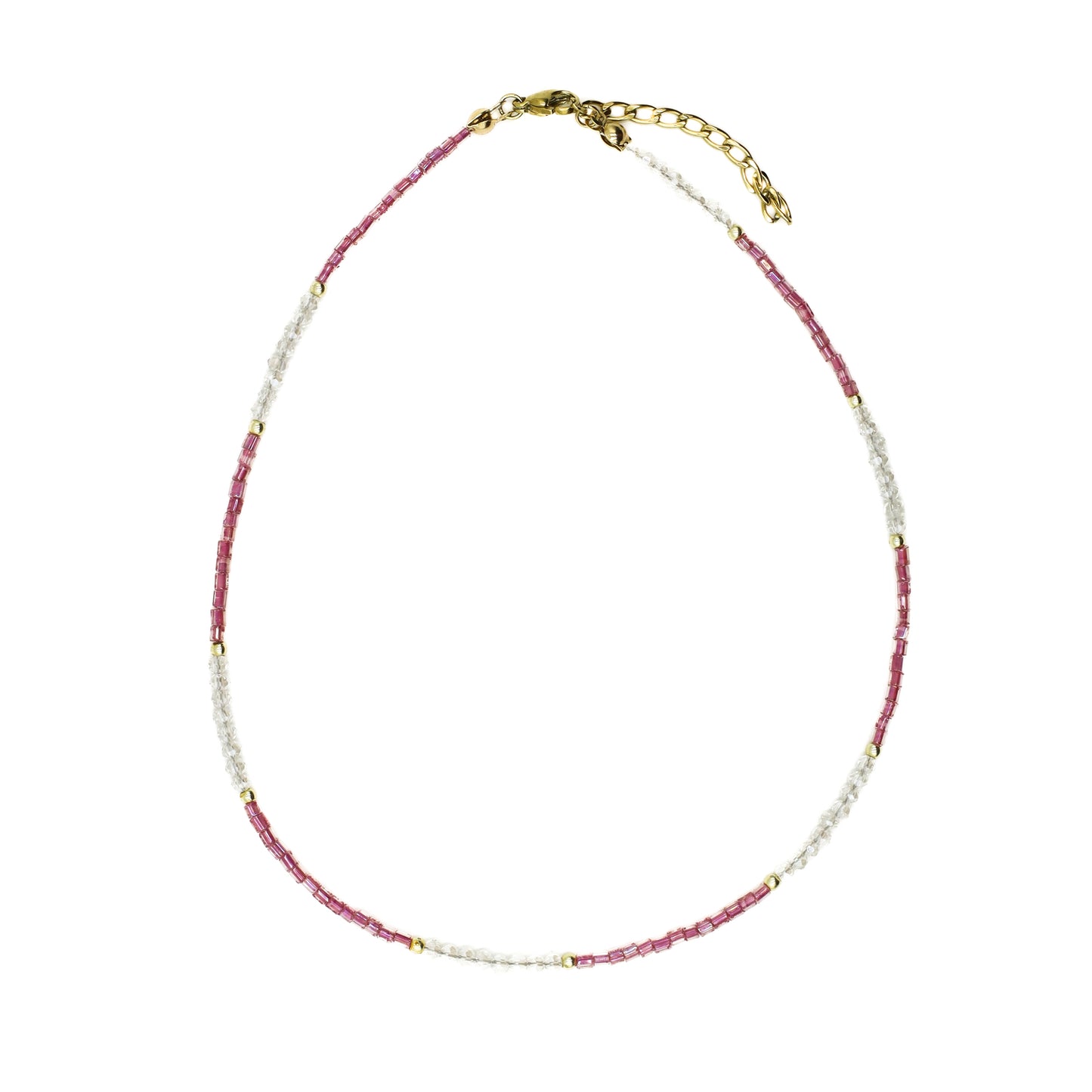 Pink and Transparent Beaded Choker