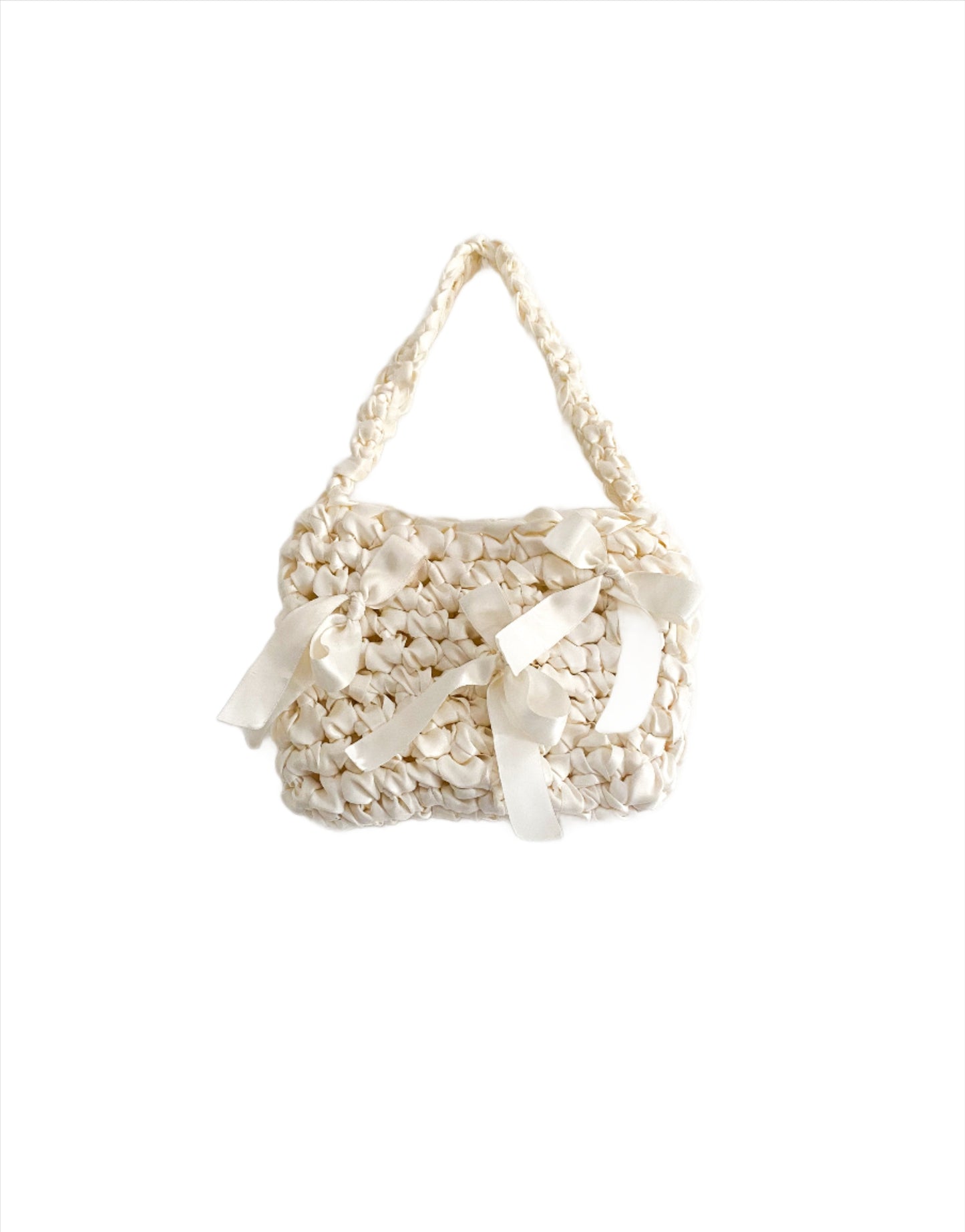 White Satin Crochet Bag