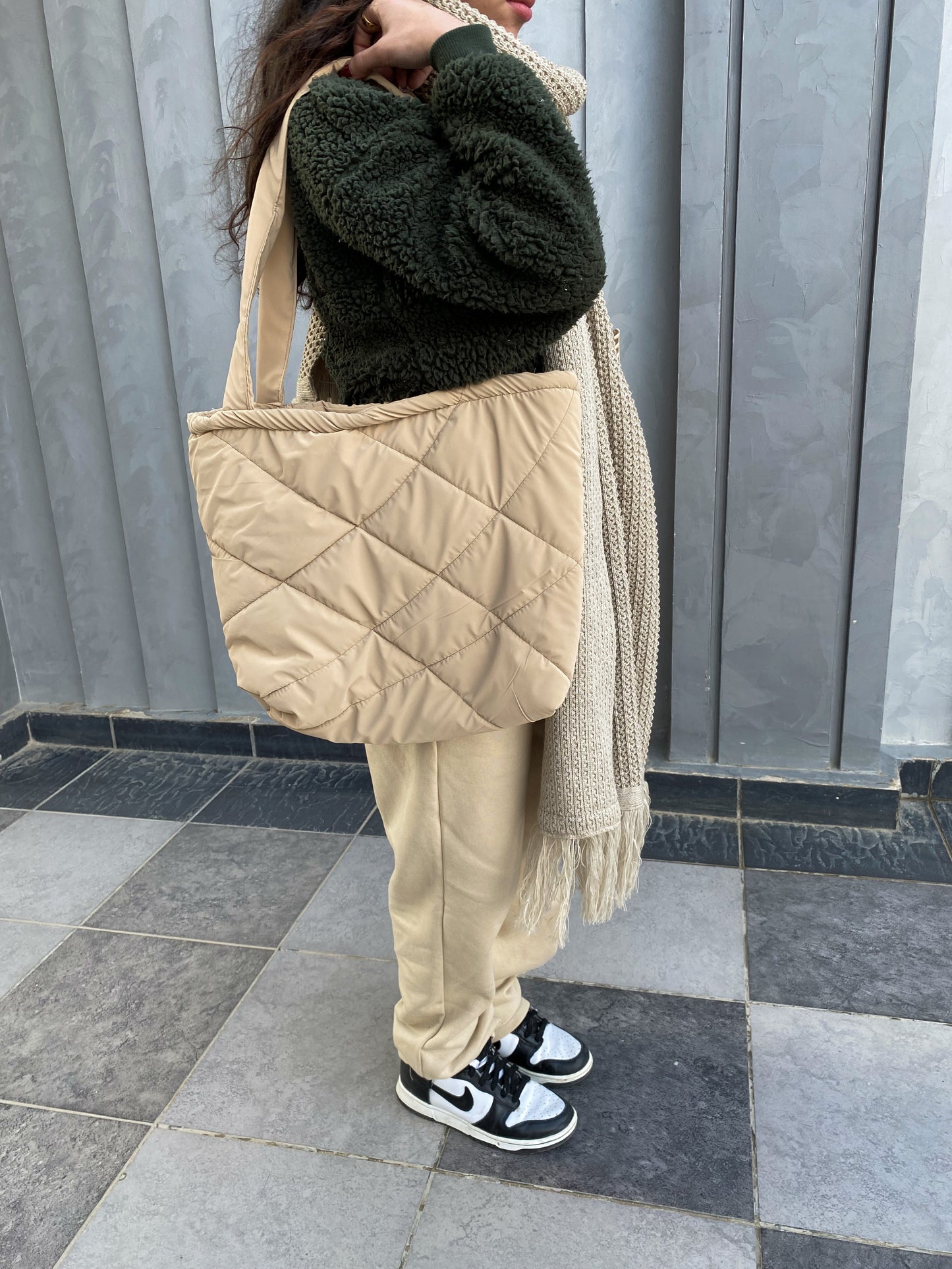 Beige Puffer Bag