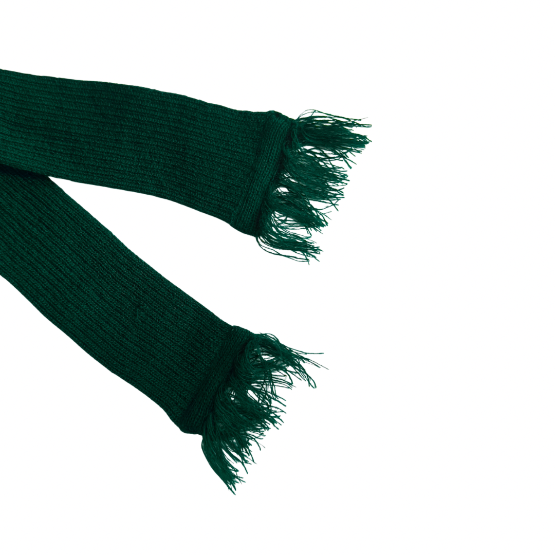 Dark Green Thin Ribbed Scarf