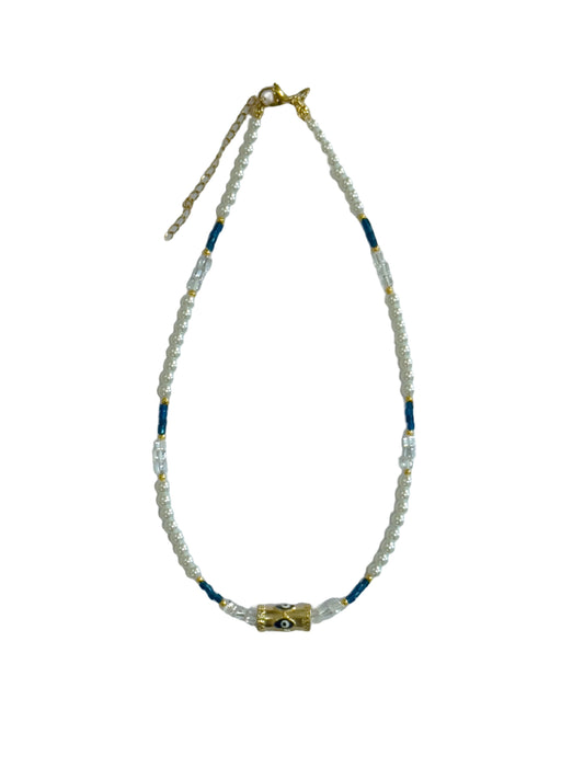 Pearls Beaded Evil Eye Choker