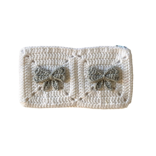 White x Grey Crochet Pouch