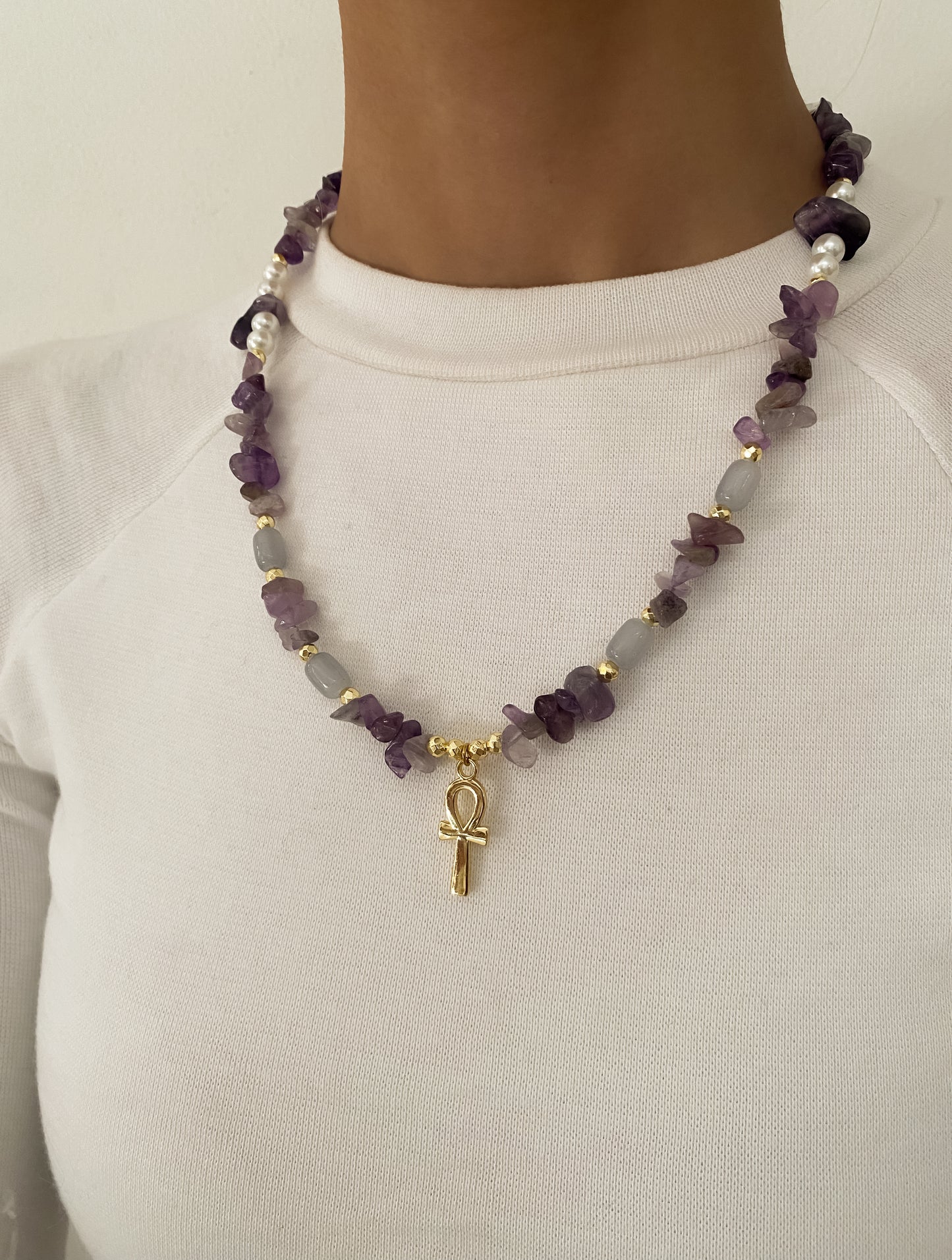 Purple Key of Life Choker