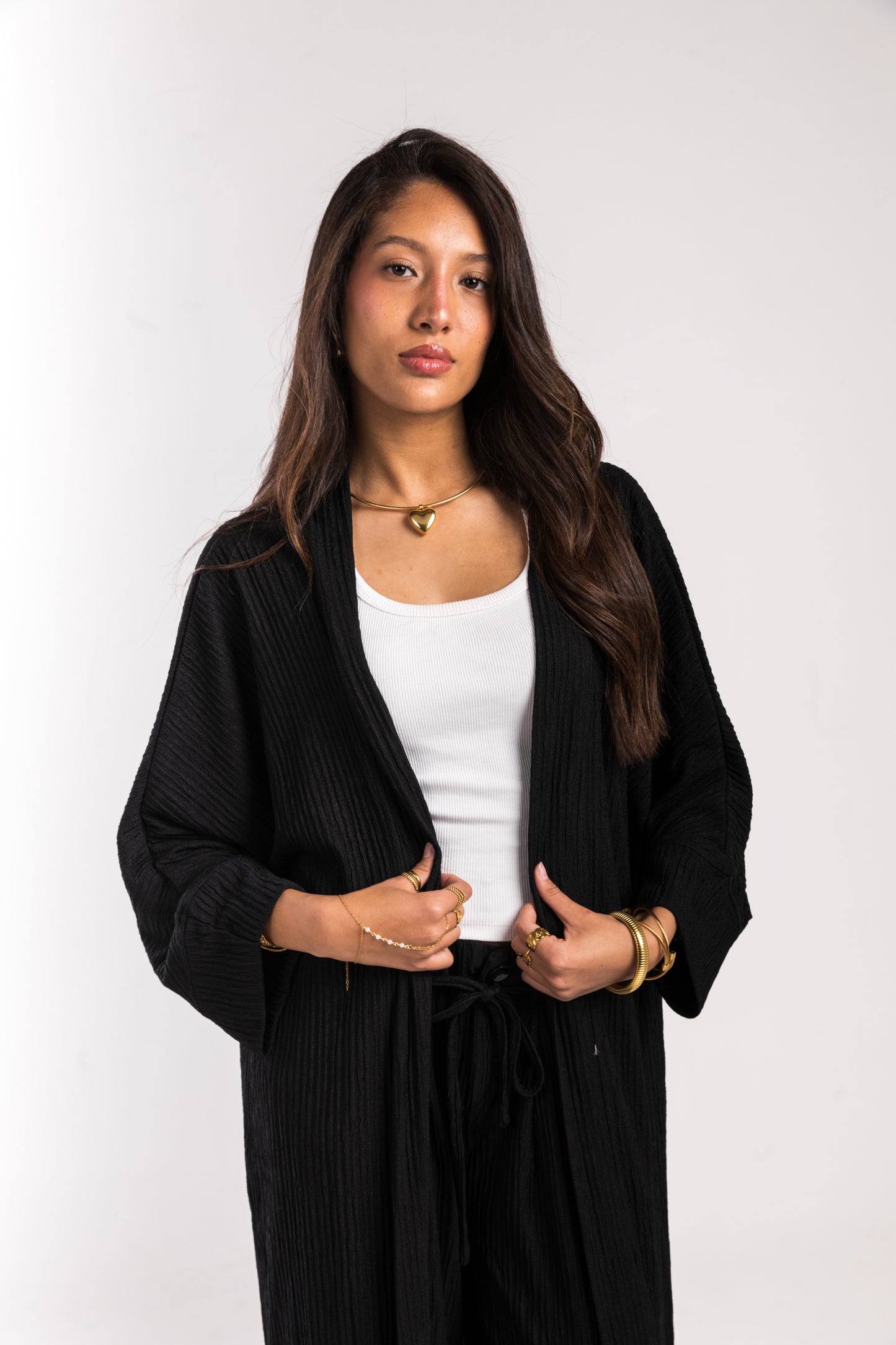 Black Crinkled Flow Set