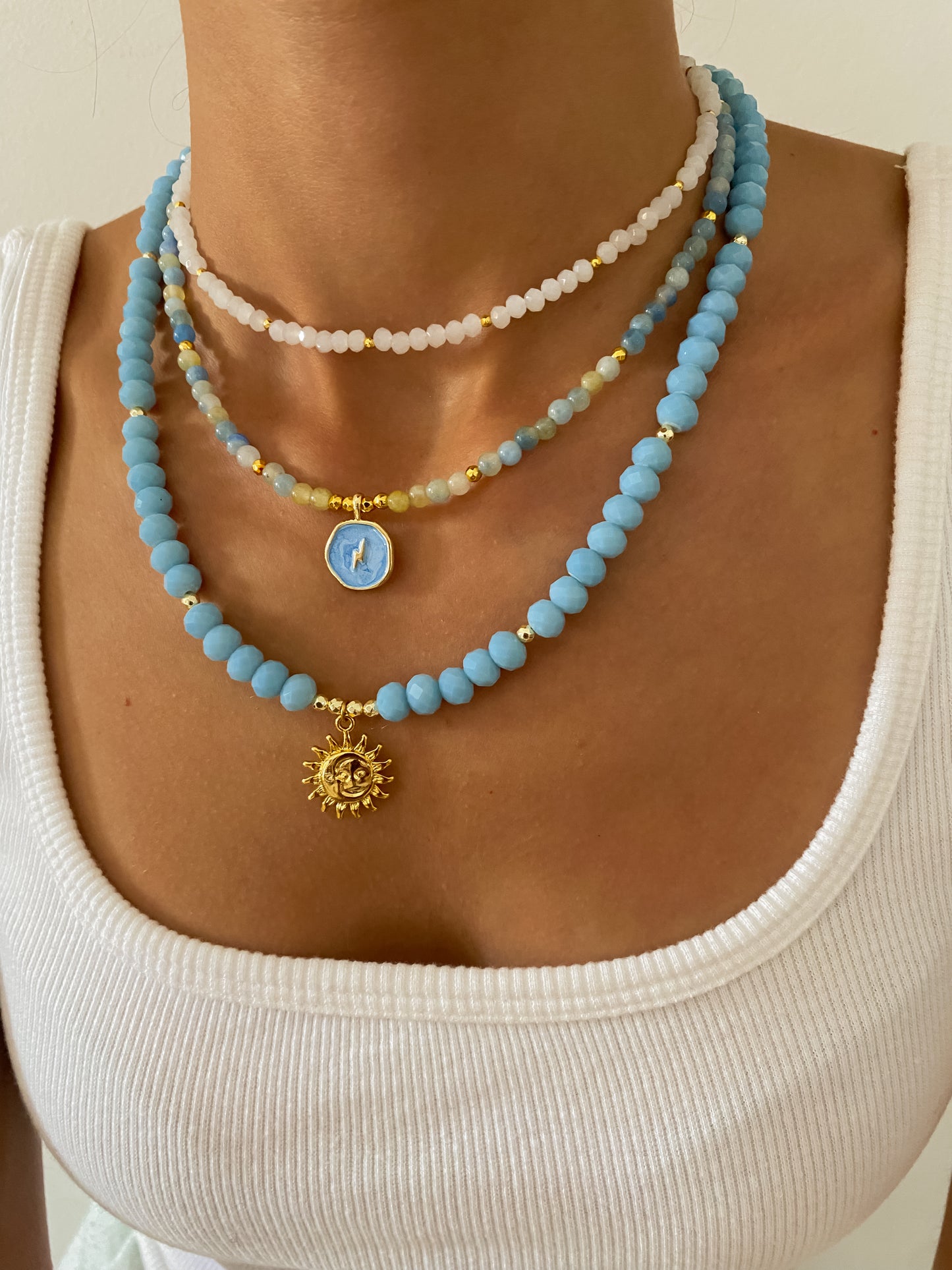 Blue Beaded Sun Choker