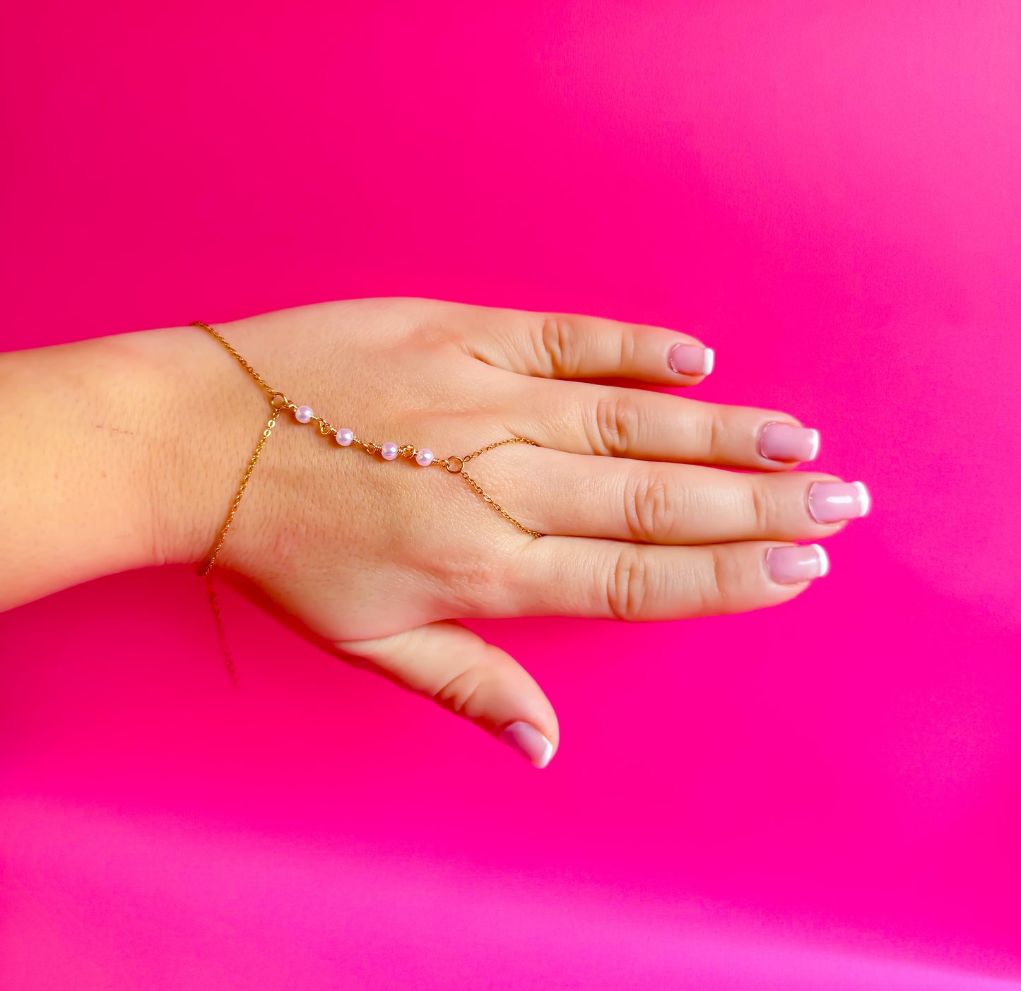 Pearls Bracelet Ring Handchain