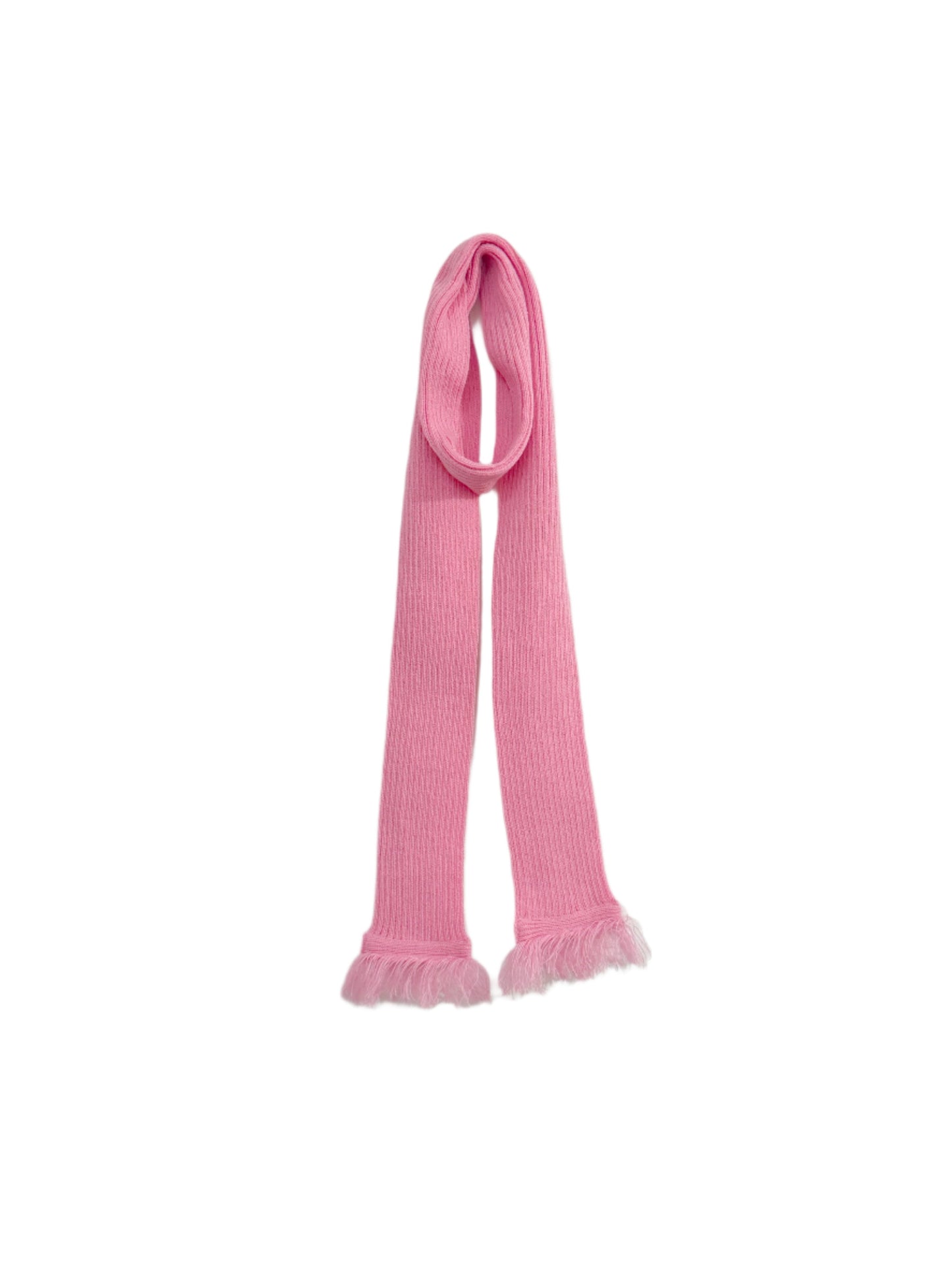 Pink Thin Ribbed Scarf