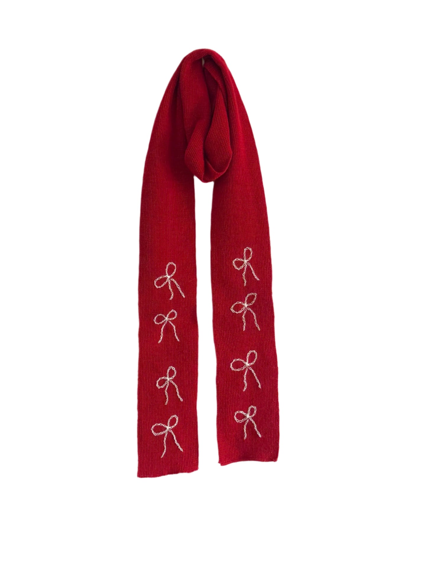 Red with White Bows Scarf